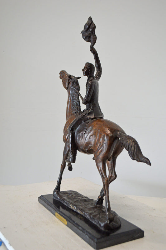 Scalp, a Frederic Remington Replica Bronze Statue - Size: 15"L x 7"W x 19"H.