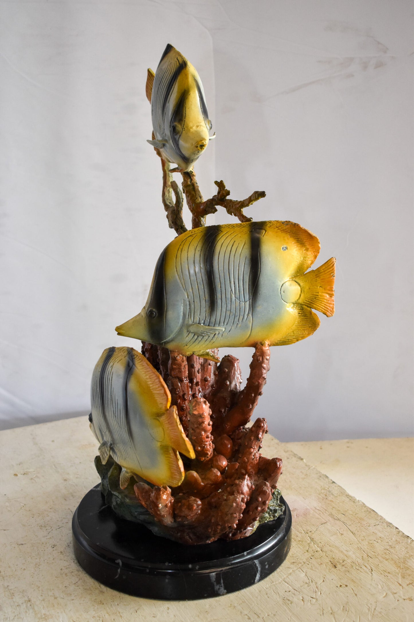 Graceful School of Butterflyfish in Sea Bronze Statue 14" x 11" x 21"H