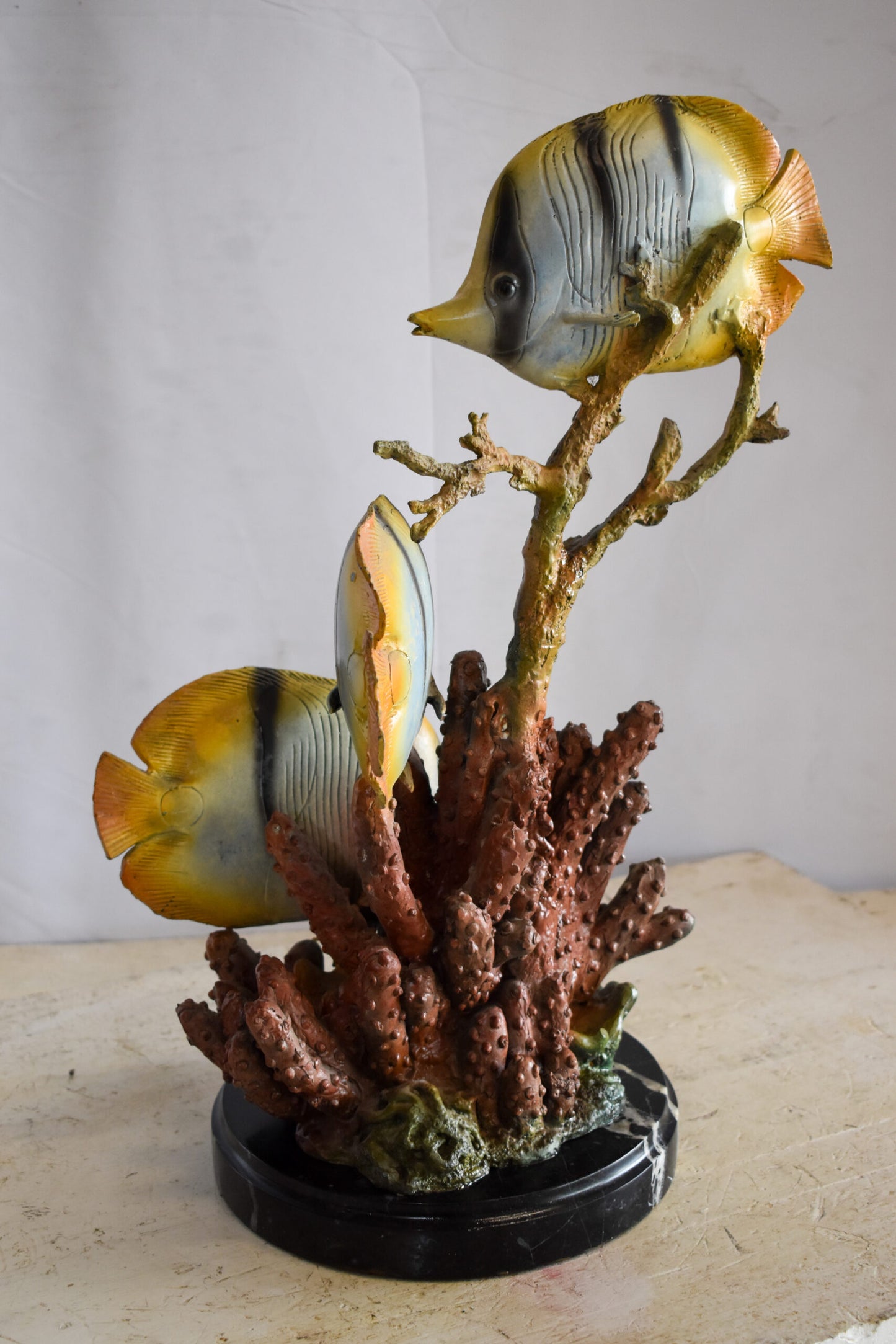 Graceful School of Butterflyfish in Sea Bronze Statue 14" x 11" x 21"H