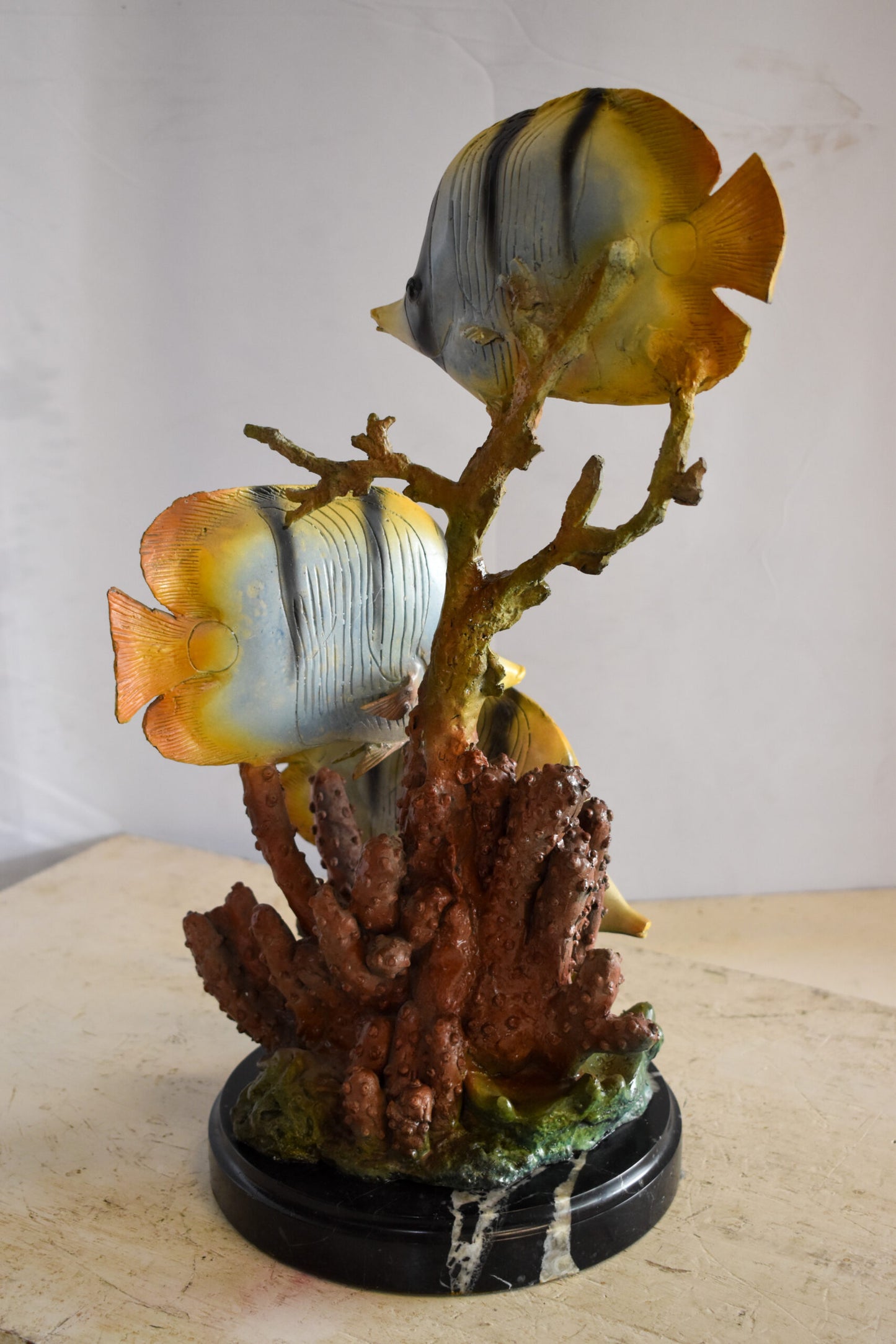 Graceful School of Butterflyfish in Sea Bronze Statue 14" x 11" x 21"H