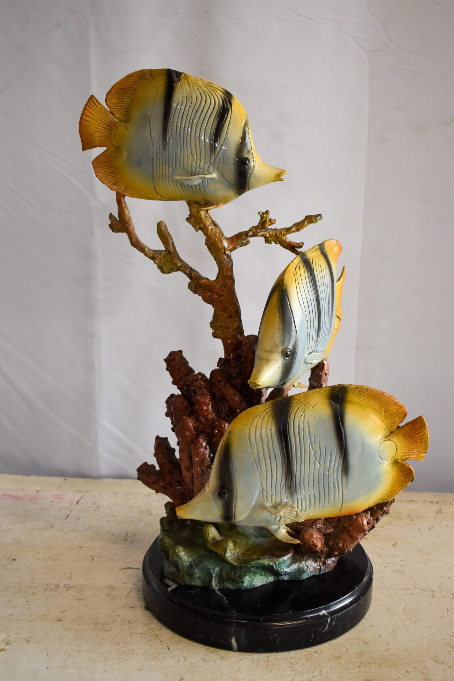 Graceful School of Butterflyfish in Sea Bronze Statue 14" x 11" x 21"H