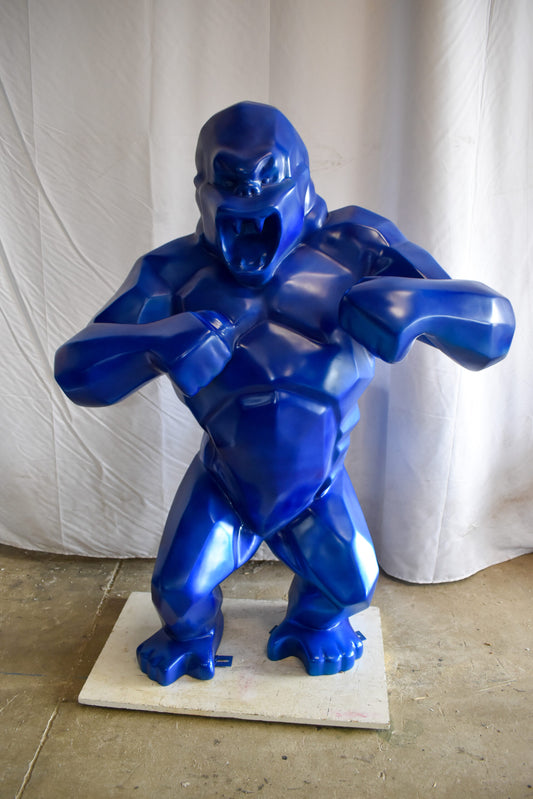 Geometric Powerful Giant Blue King Kong Resin Statue 47" x 26" x 61"H
