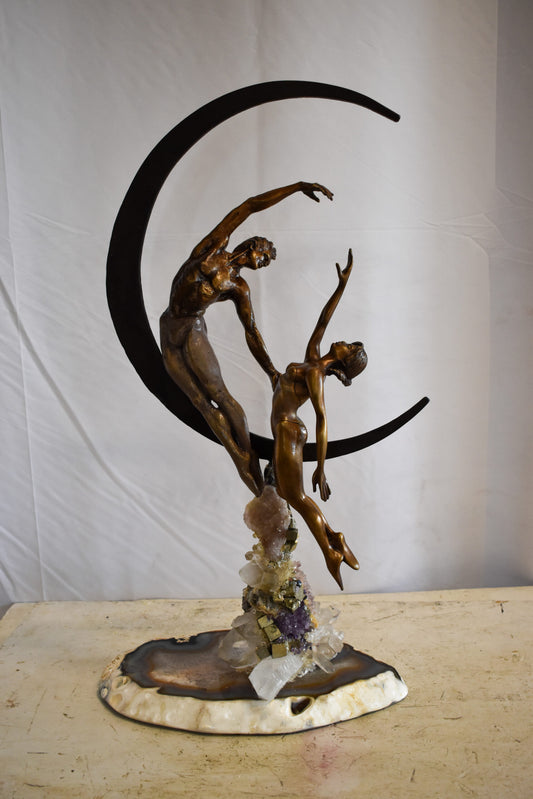 Vidal Ebano Lady on The Moon Bronze Statue 16" x 9" x 28"H