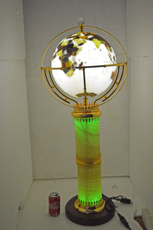 Illuminated White - World Globe Rotated by a Motor - Size: 19"L x 19"W x 42"H.