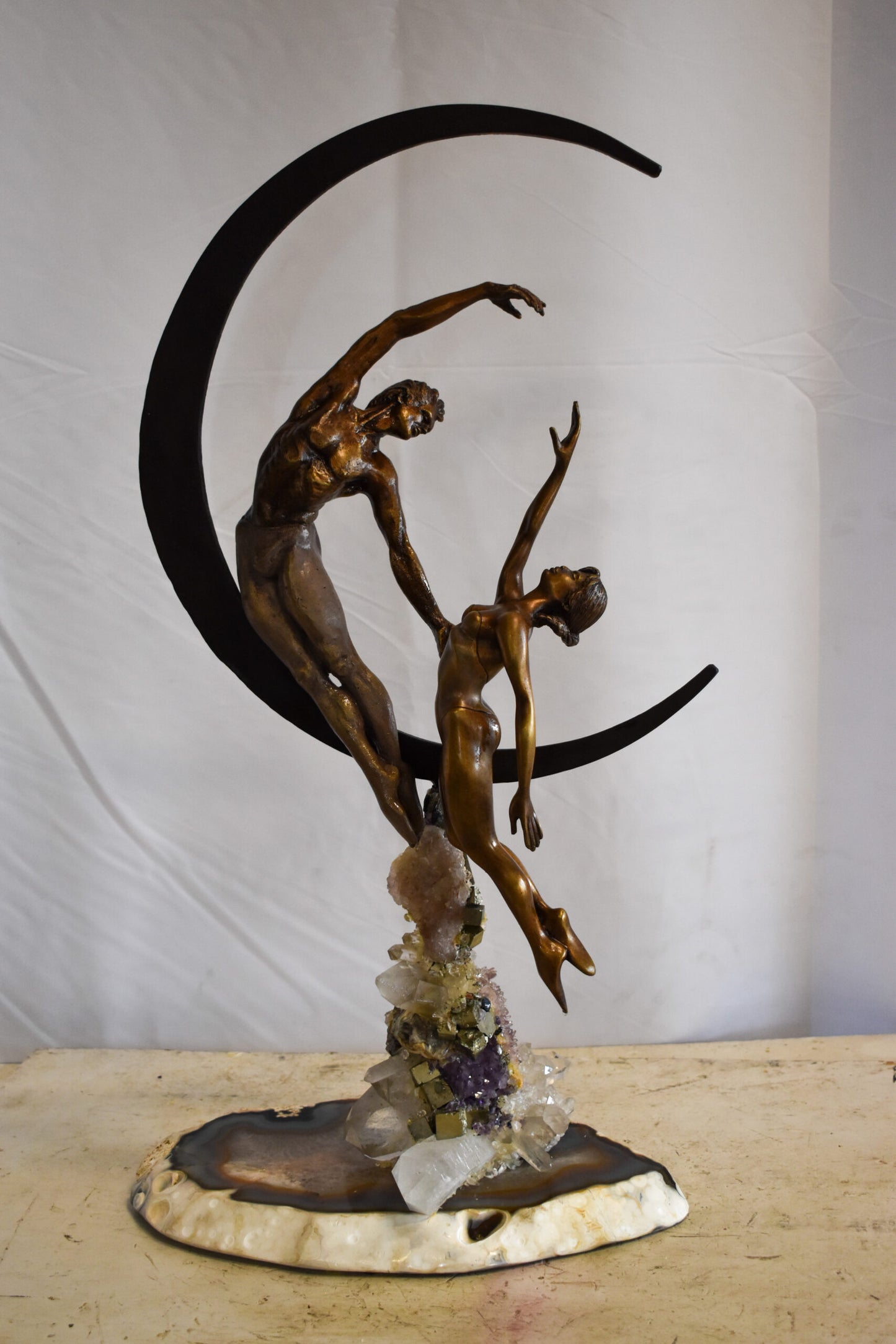 Vidal Ebano Lady on The Moon Bronze Statue 16" x 9" x 28"H