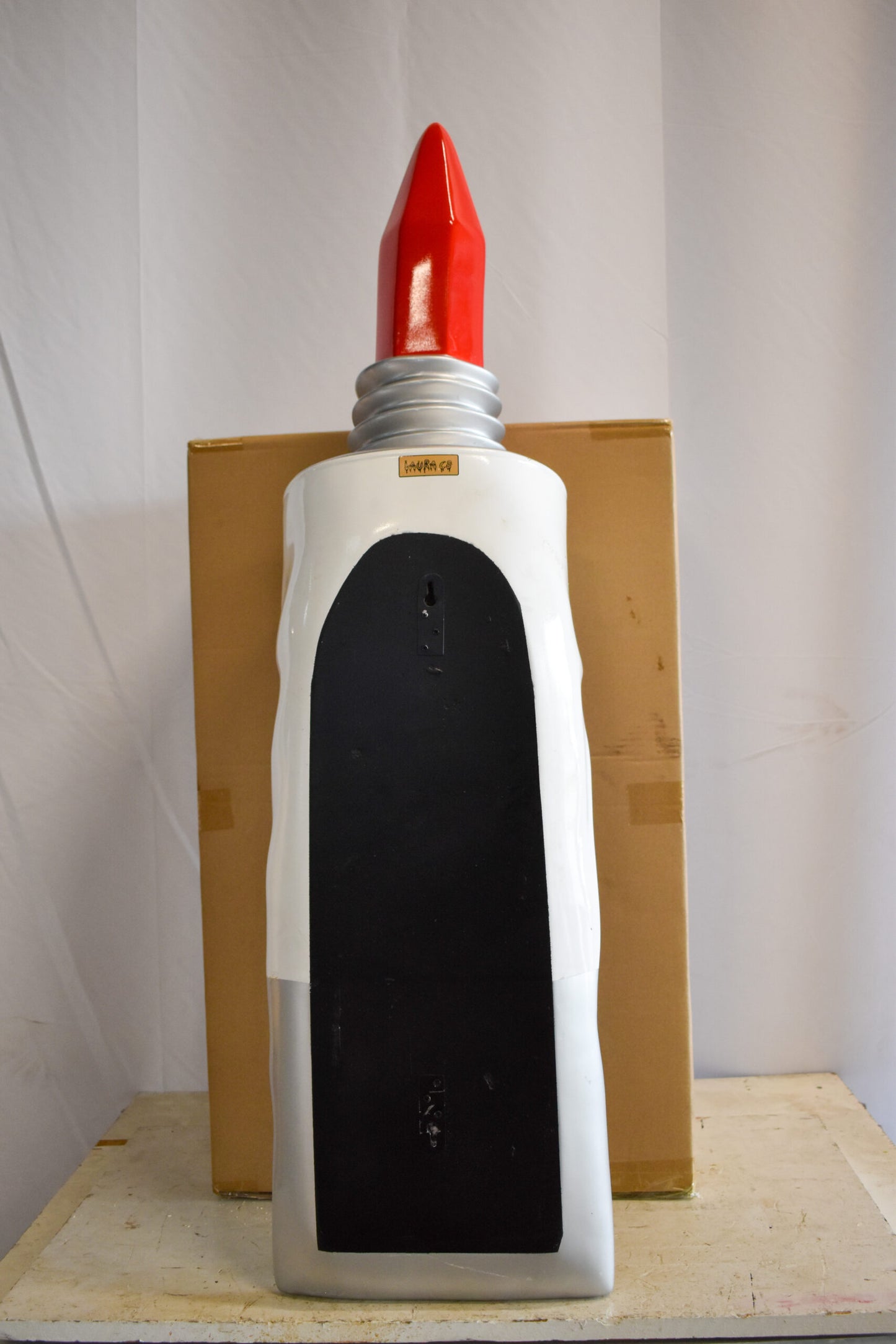 Oversized Wall Mounted Red Paint Tube Squezed Resin Statue 10" x 12" x 44"H
