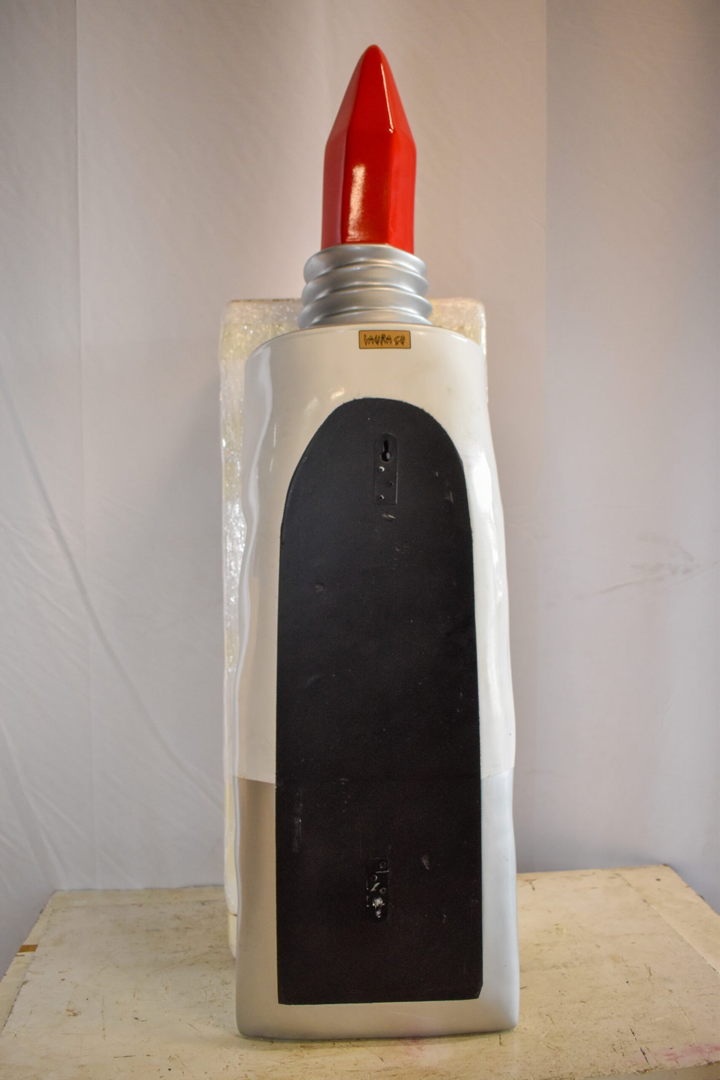 Oversized Wall Mounted Red Paint Tube Squezed Resin Statue 10" x 12" x 44"H