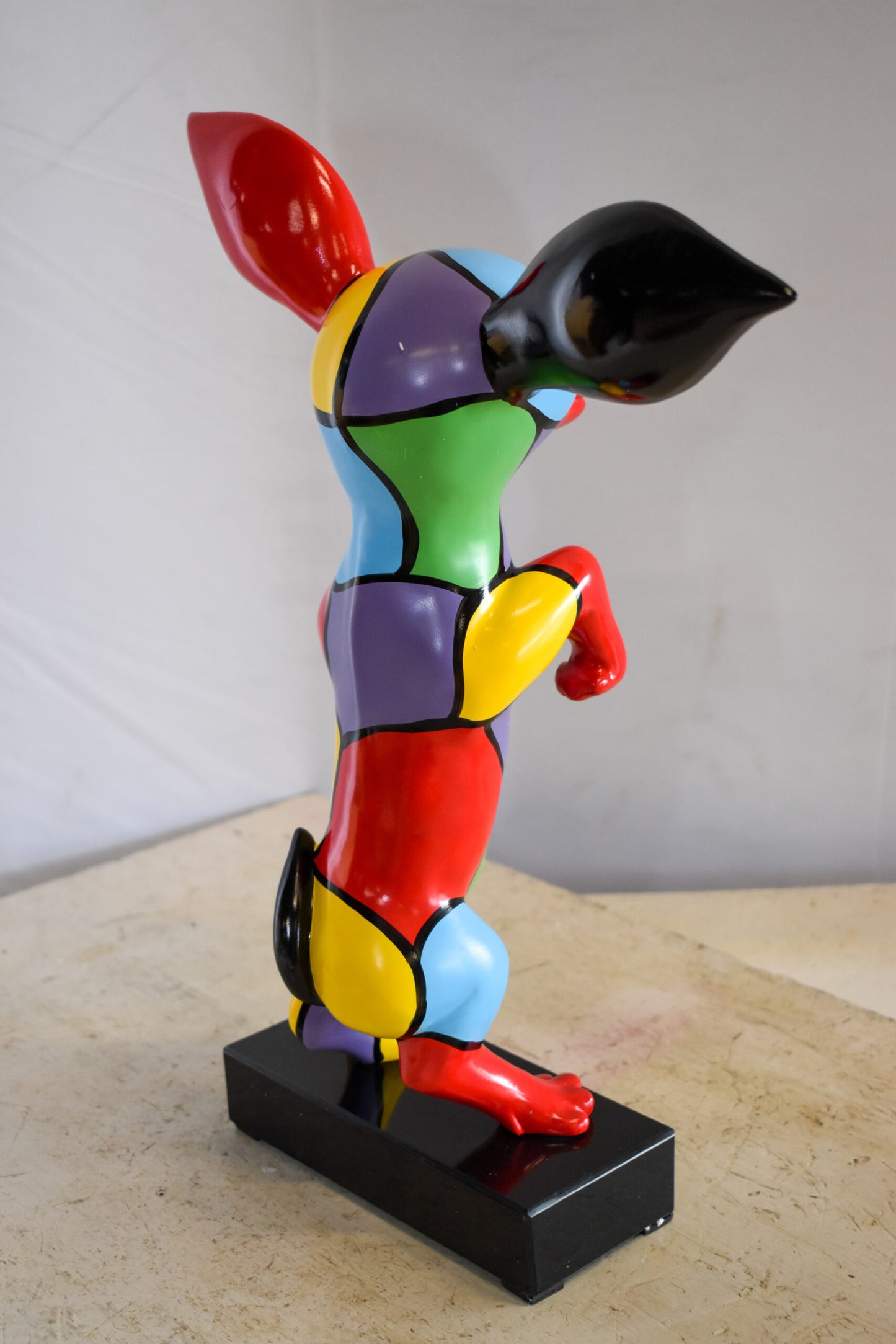 Geometric Colored Chihuahua on Hind Legs Resin Statue 13" x 8" x 18"H