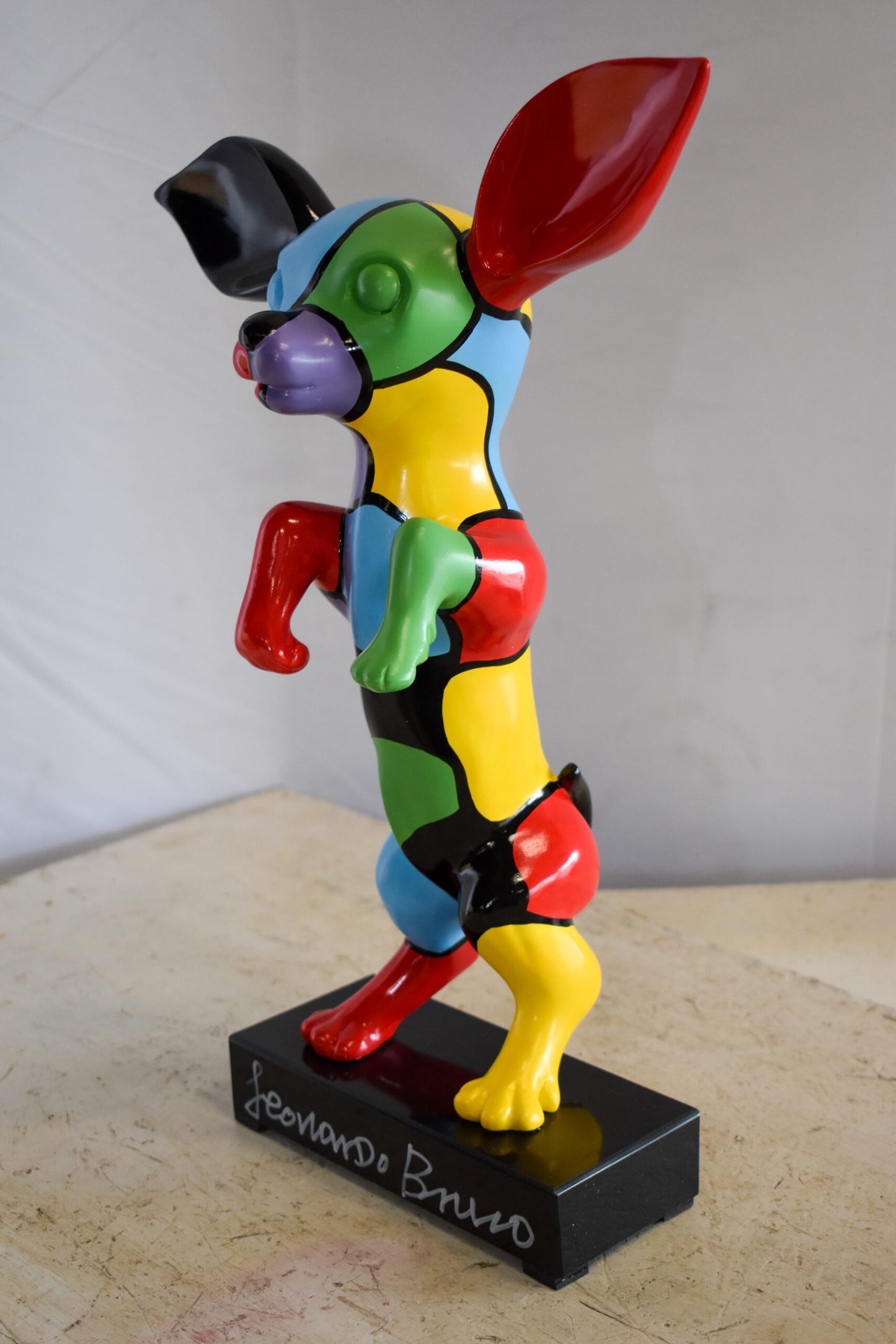 Geometric Colored Chihuahua on Hind Legs Resin Statue 13" x 8" x 18"H