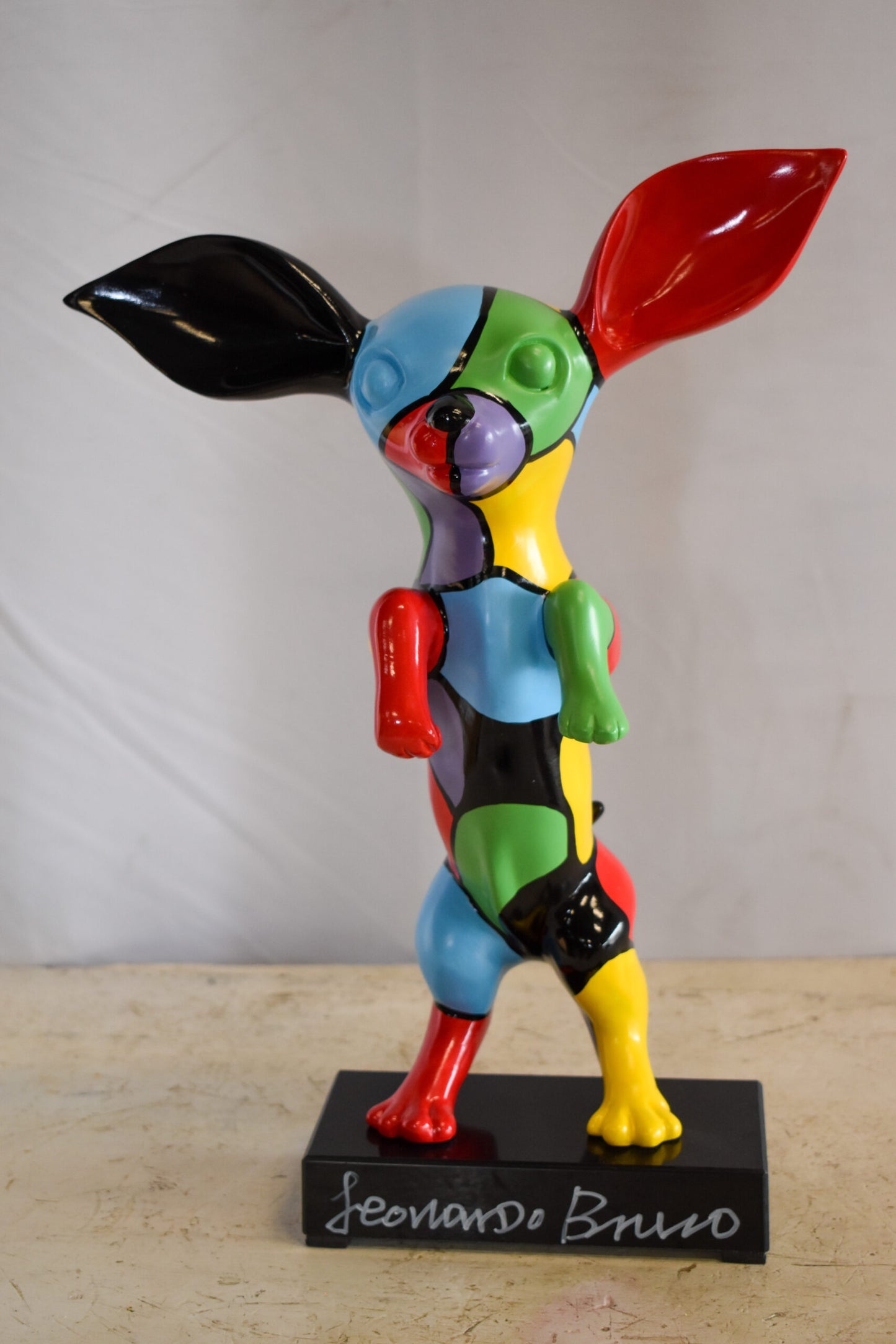 Geometric Colored Chihuahua on Hind Legs Resin Statue 13" x 8" x 18"H