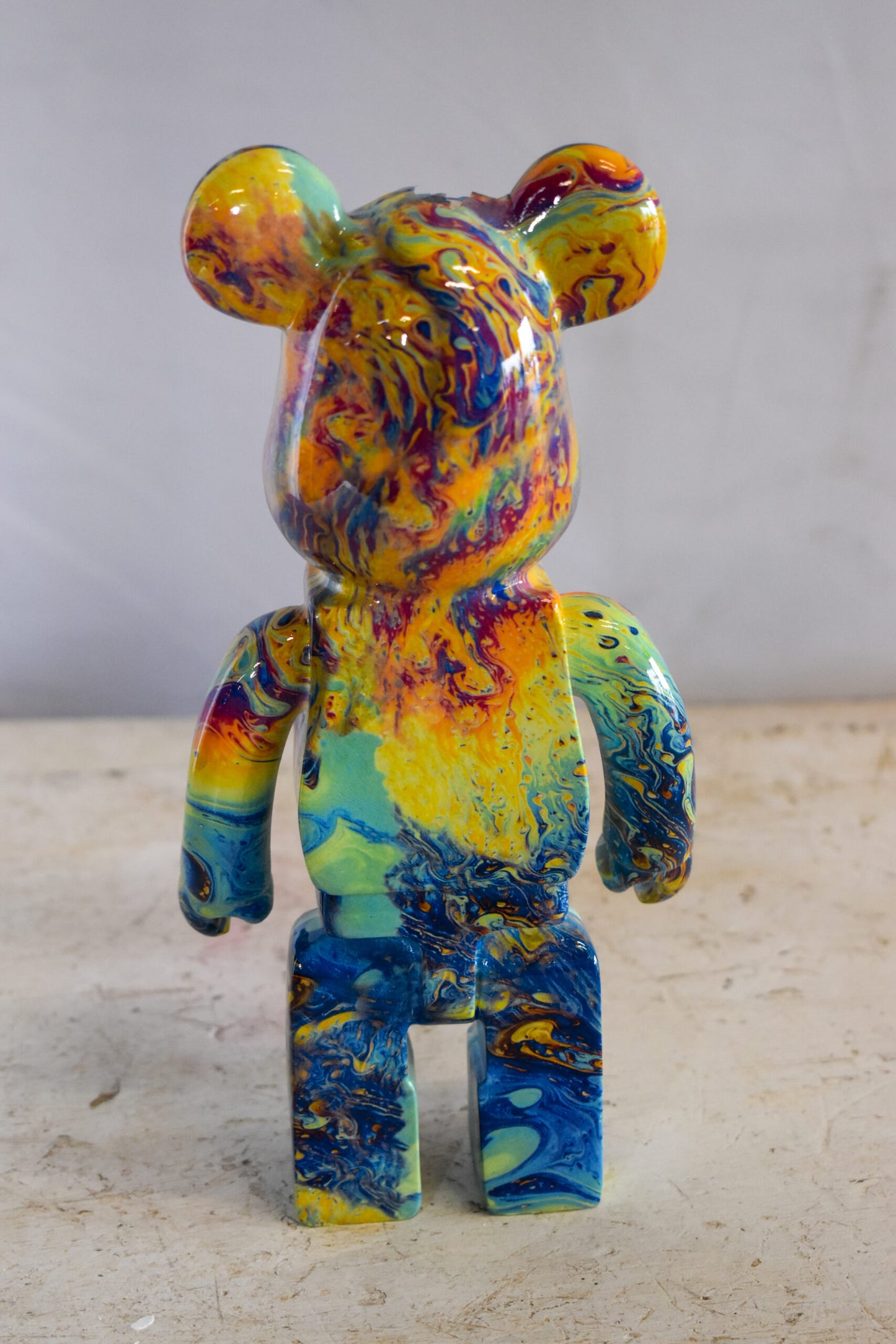 Small Colorful Bearbrick Resin Statue 5" x 3" x 10"H