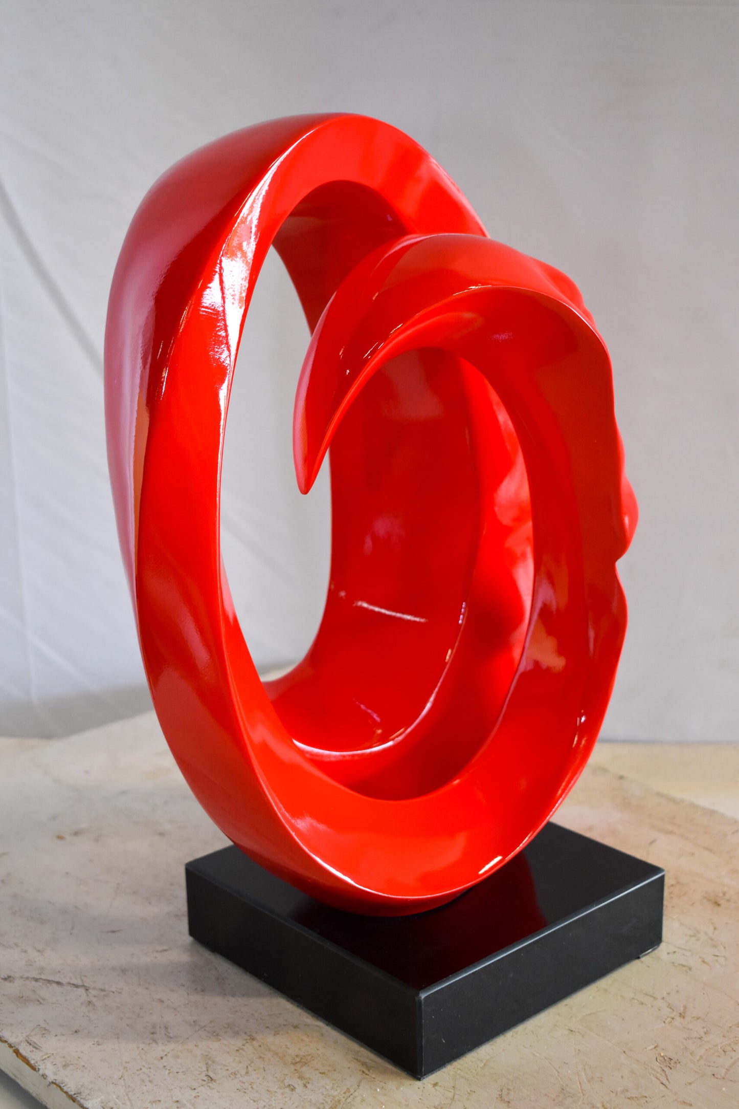 Creative Red MultiFace Statue on Base Signed by Leonardo Bruno 14" x 12" x 19"H