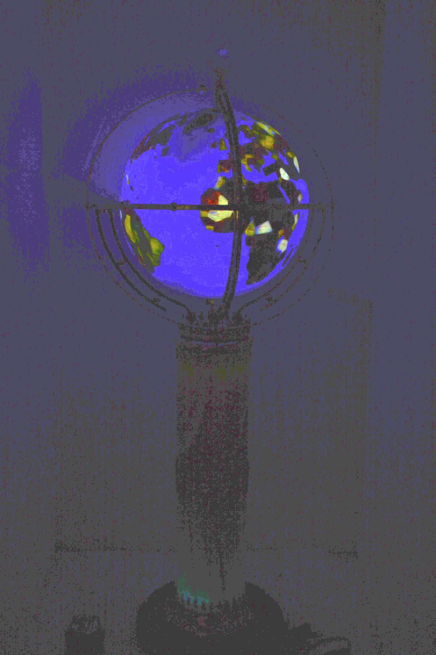 Illuminated Sky Blue - World Globe Rotated by a Motor - Size: 19"L x 19"W x 42"H