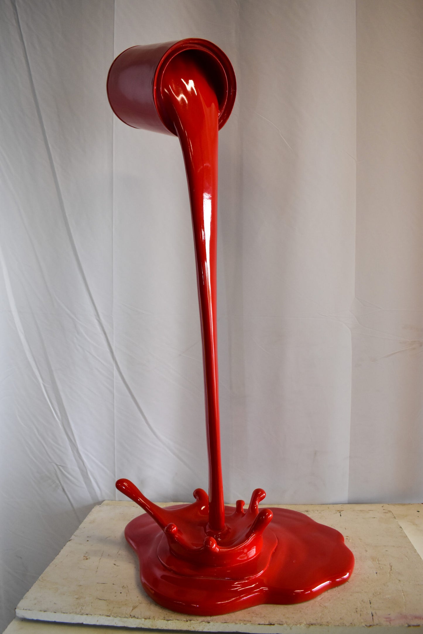 Bold and Artistic Spilling Paint Out of Tin Resin Statue 25" x 21" x 48"H