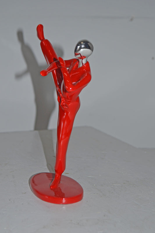 Karate, Krav Maga Front Kick, Red Chrome, Resin Statue - Size: 3" x 7" x 11"H