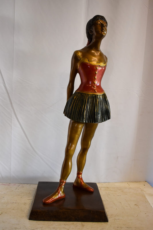 Edgar Dega Replica, Ballerina in Confident Stance Bronze Statue 13" x 13" x 35"H