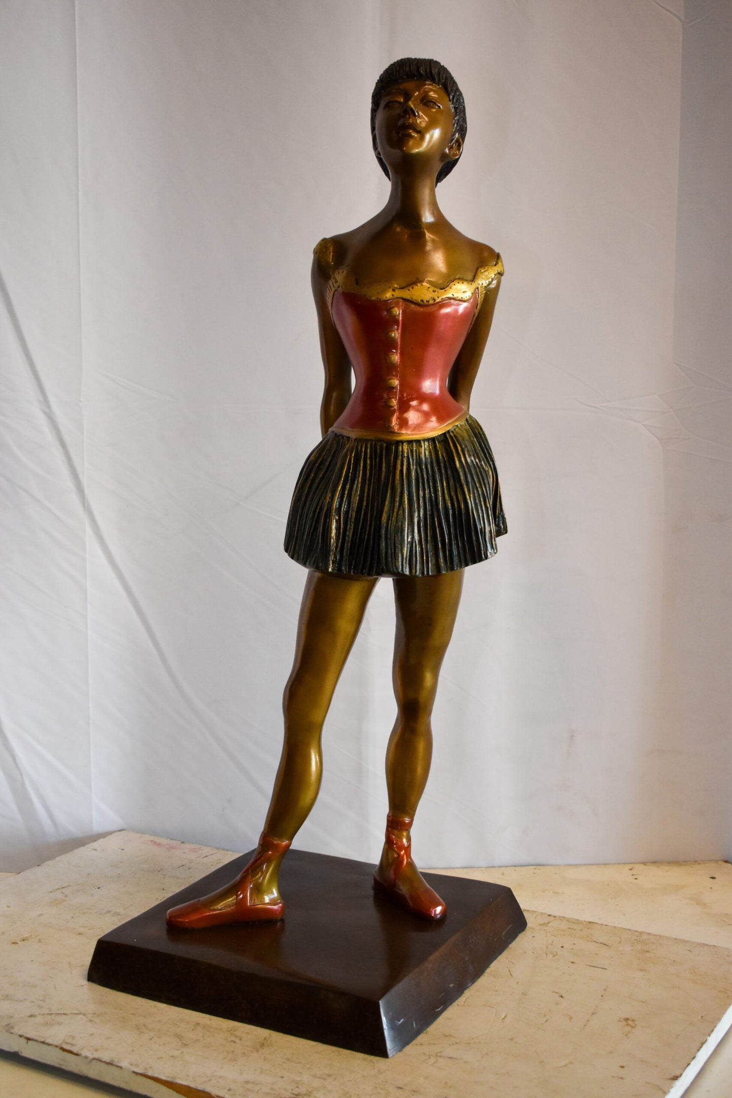 Edgar Dega Replica, Ballerina in Confident Stance Bronze Statue 13" x 13" x 35"H