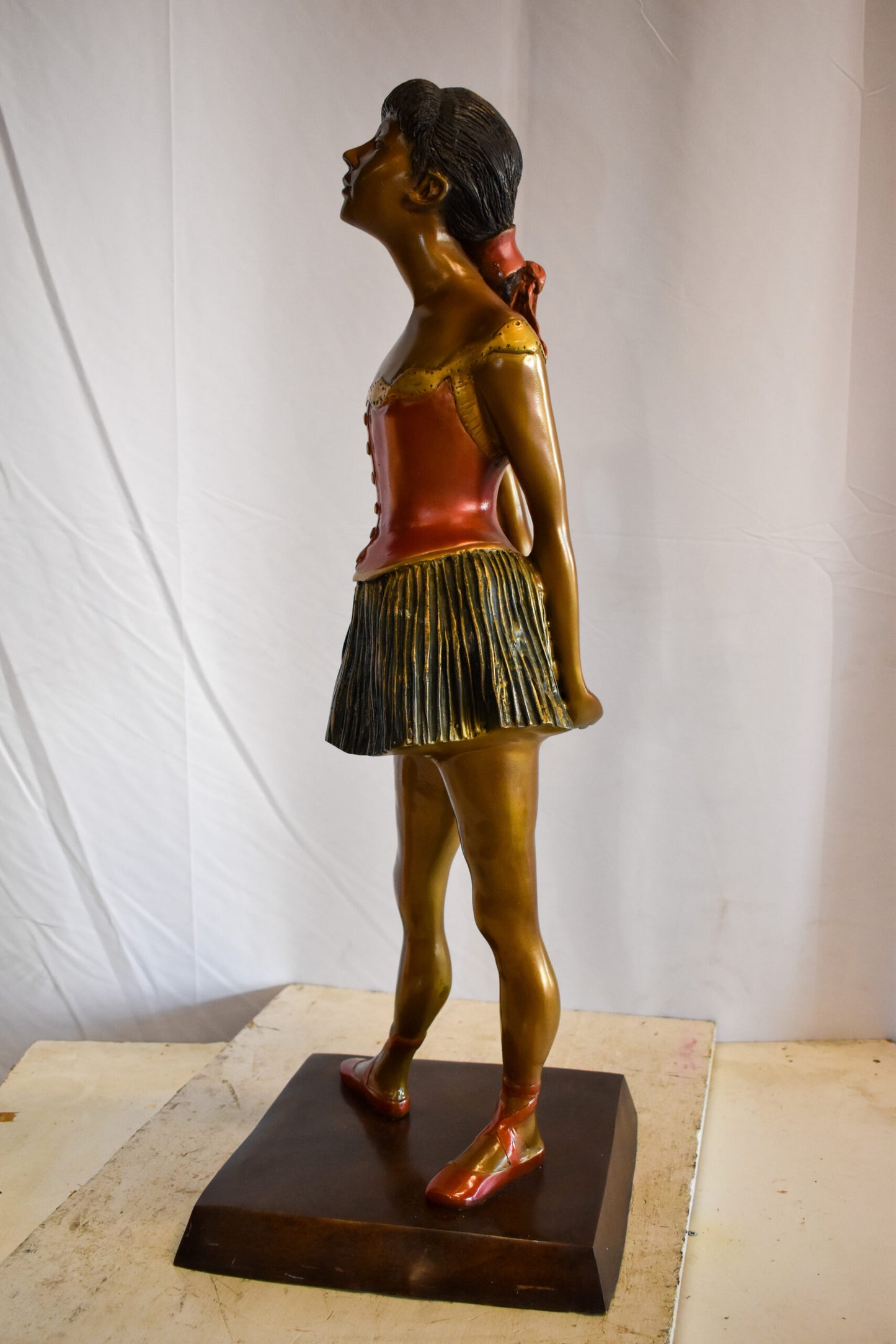 Edgar Dega Replica, Ballerina in Confident Stance Bronze Statue 13" x 13" x 35"H