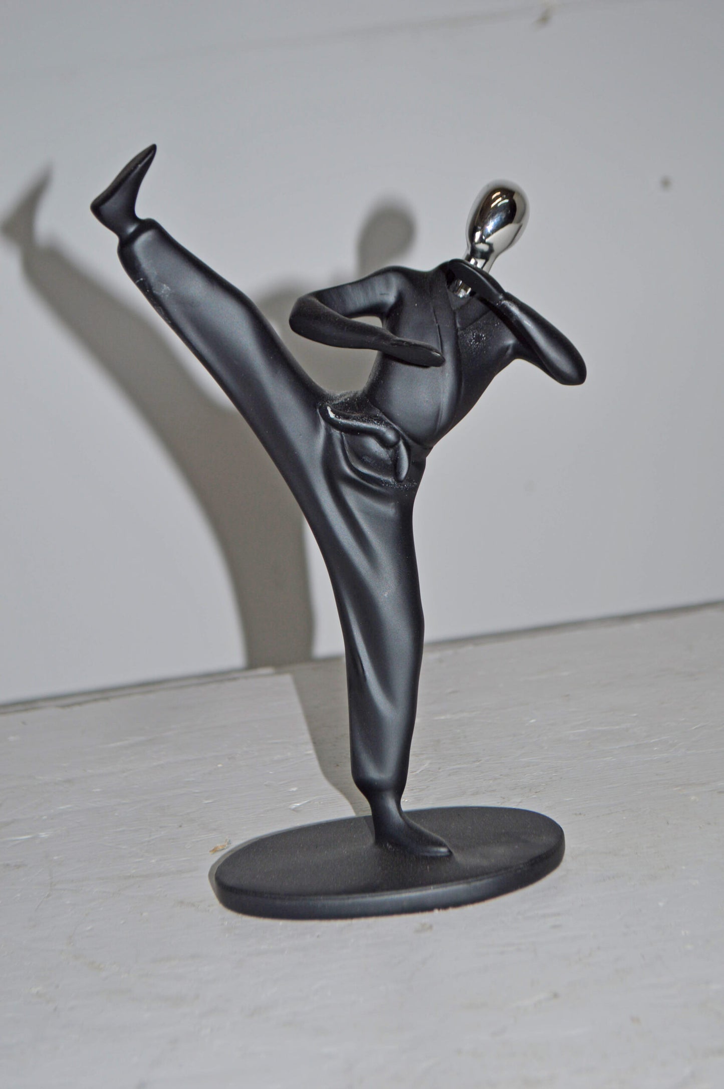 Karate, Krav Maga Front Kick, Red Chrome, Resin Statue - Size: 3" x 7" x 11"H