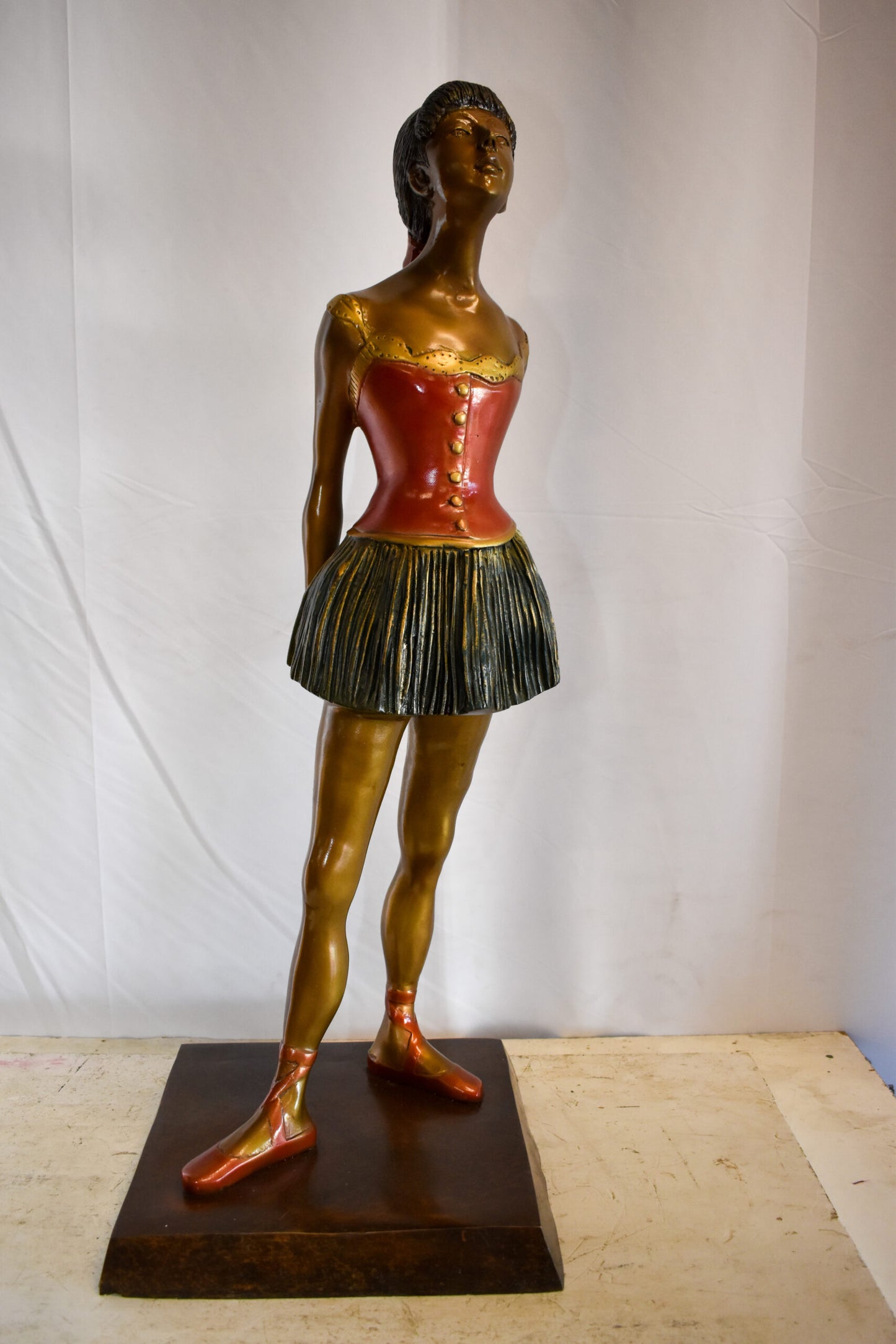 Edgar Dega Replica, Ballerina in Confident Stance Bronze Statue 13" x 13" x 35"H