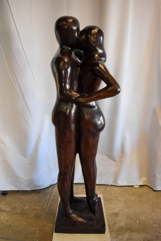 Two Lovers Embracing Standing Up Bronze Statue 22" x 19" x 73"H