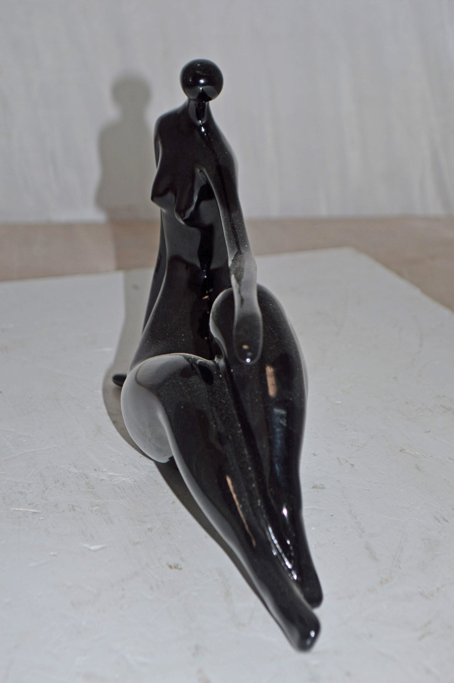Modern Art Medium Black Women on the Beach Resin Statue - Size: 14" x 4" x 9"H