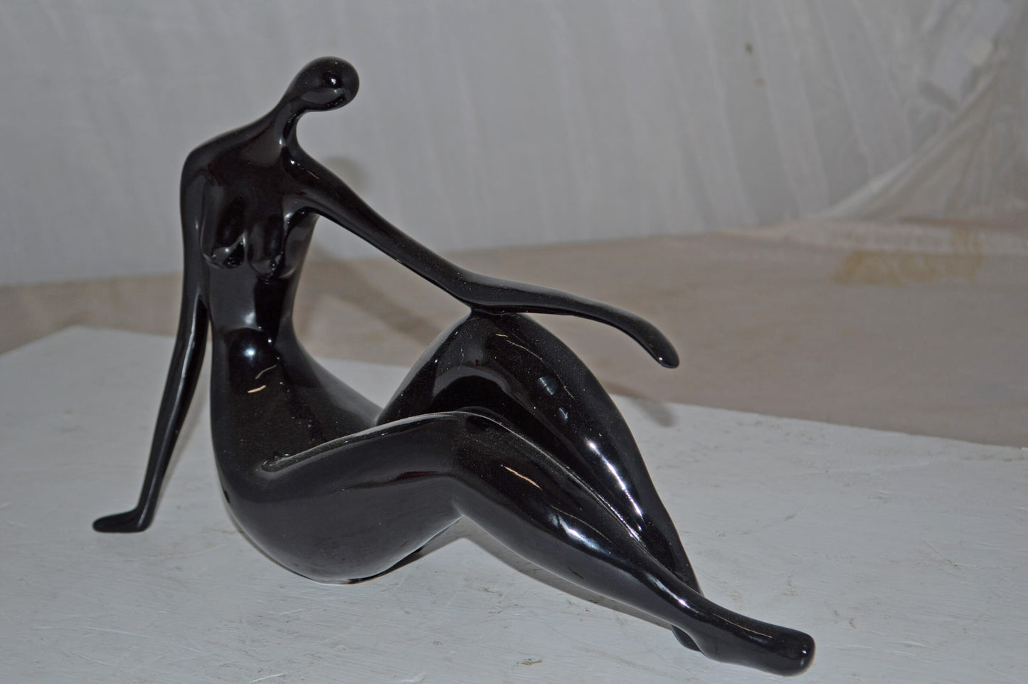 Modern Art Medium Black Women on the Beach Resin Statue - Size: 14" x 4" x 9"H