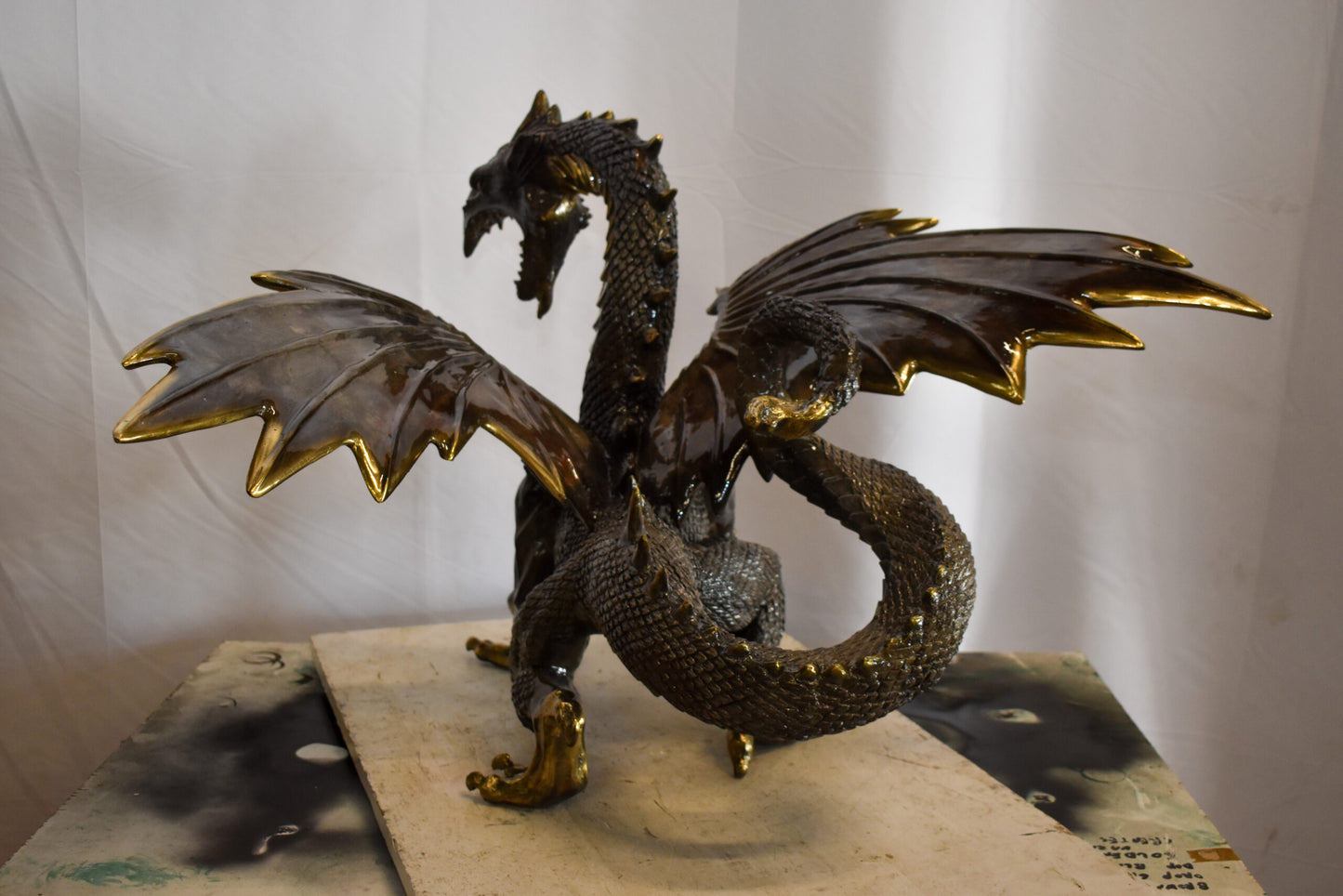 Dragon Bronze Statue with Two Tone Bronze Finish 32" x 36" x 25"H