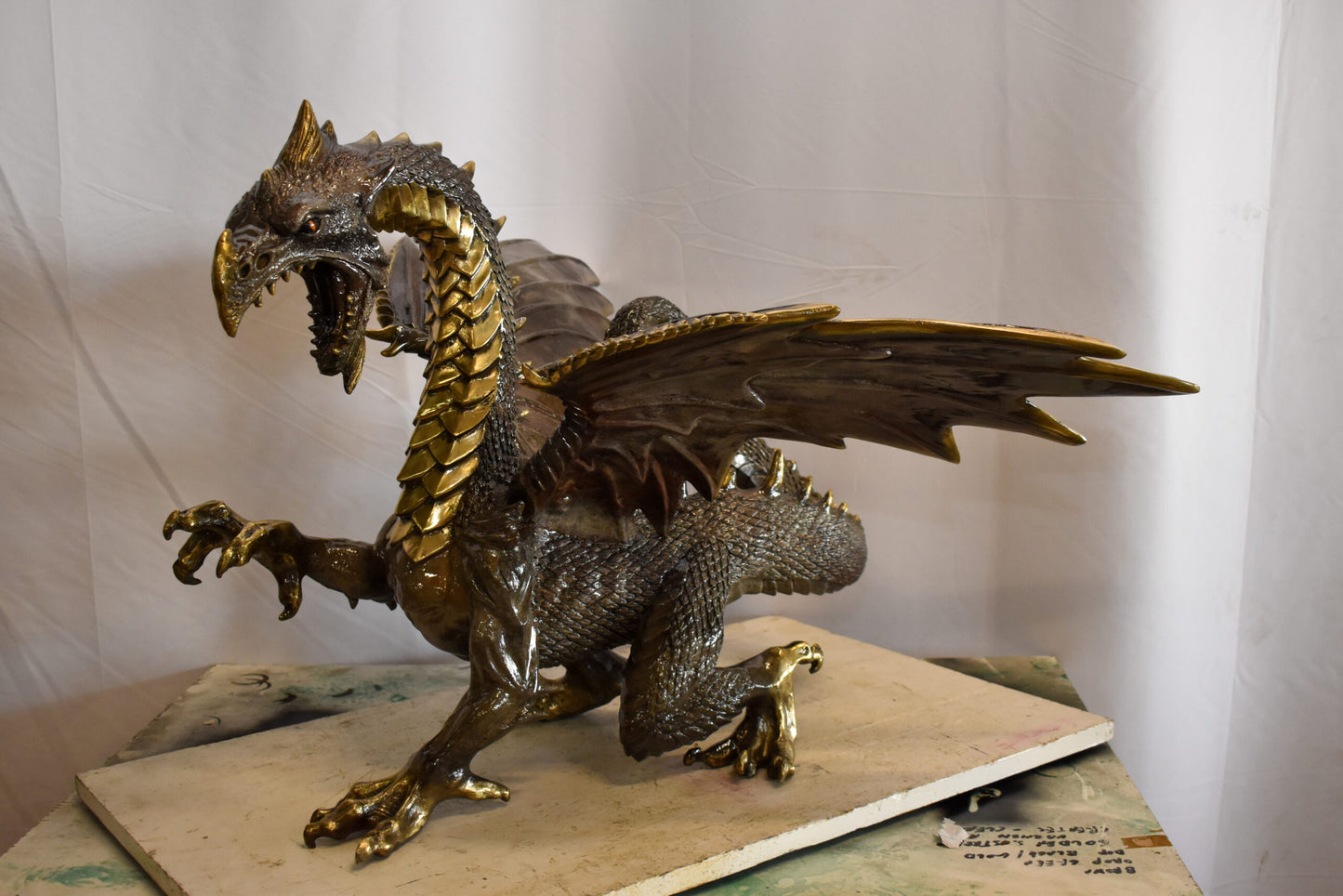 Dragon Bronze Statue with Two Tone Bronze Finish 32" x 36" x 25"H