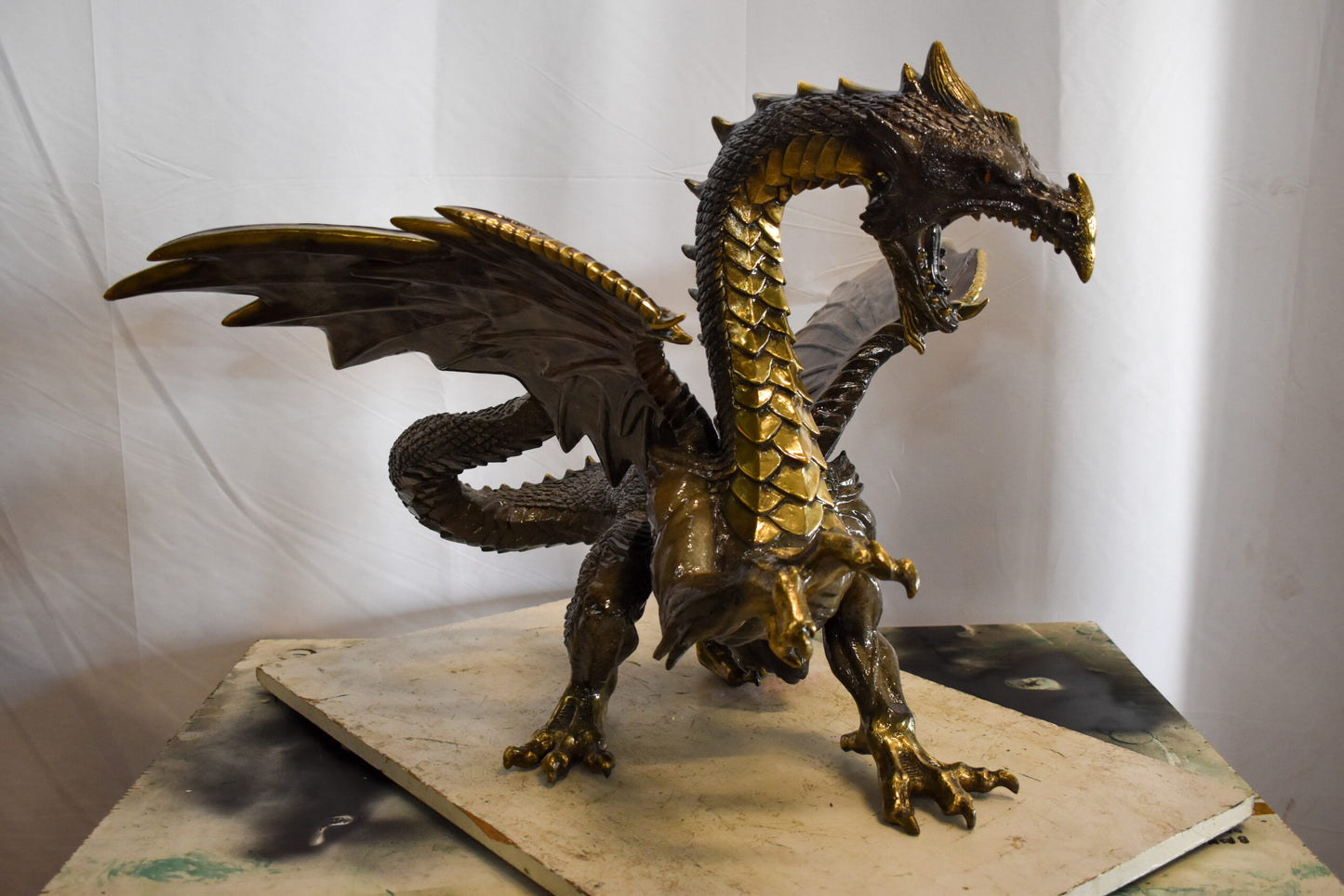 Dragon Bronze Statue with Two Tone Bronze Finish 32" x 36" x 25"H