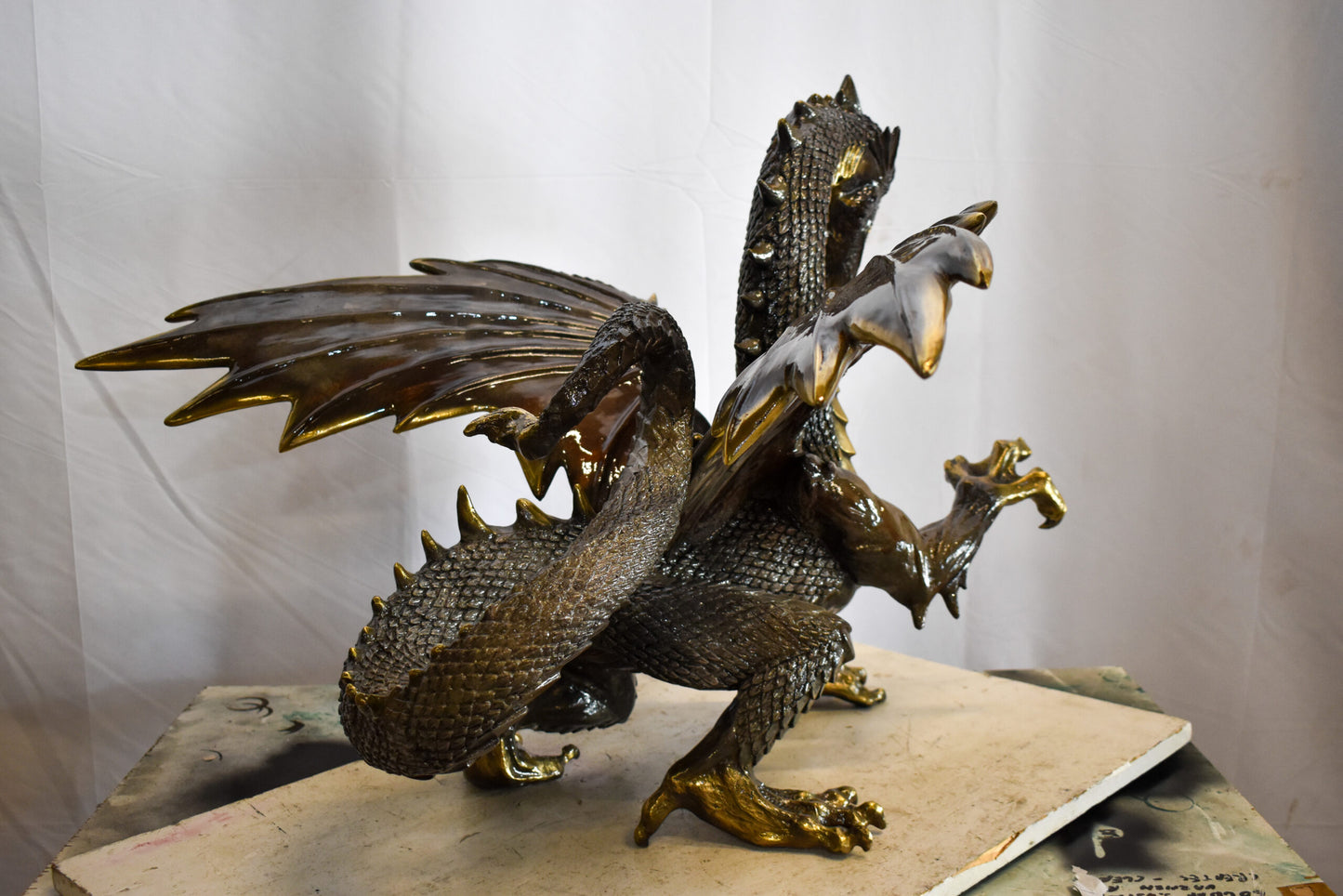 Dragon Bronze Statue with Two Tone Bronze Finish 32" x 36" x 25"H