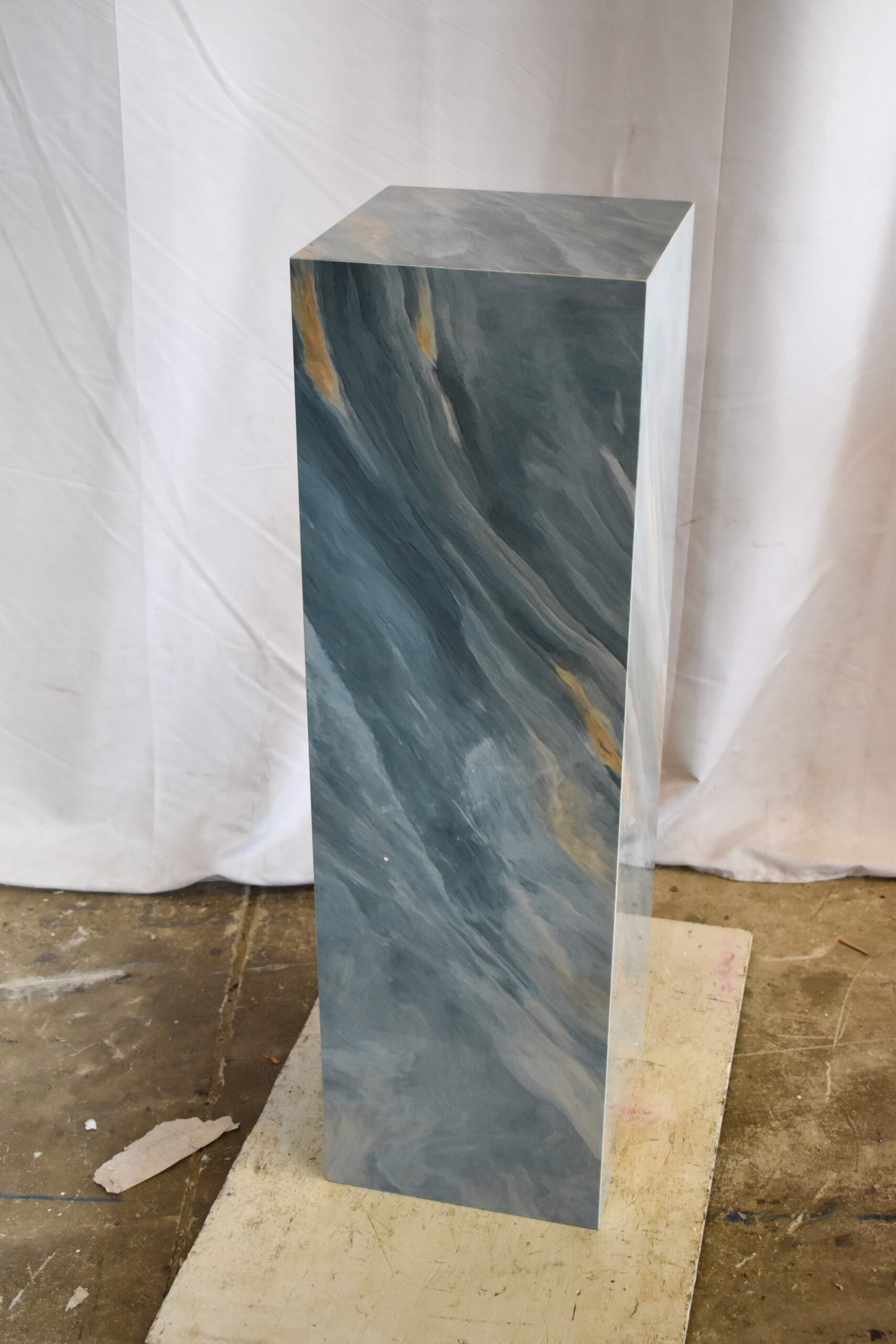 Pedestal For Artwork, Modern Sky-Blue Look Made of Porcelain. 12" x 12" x 39"H