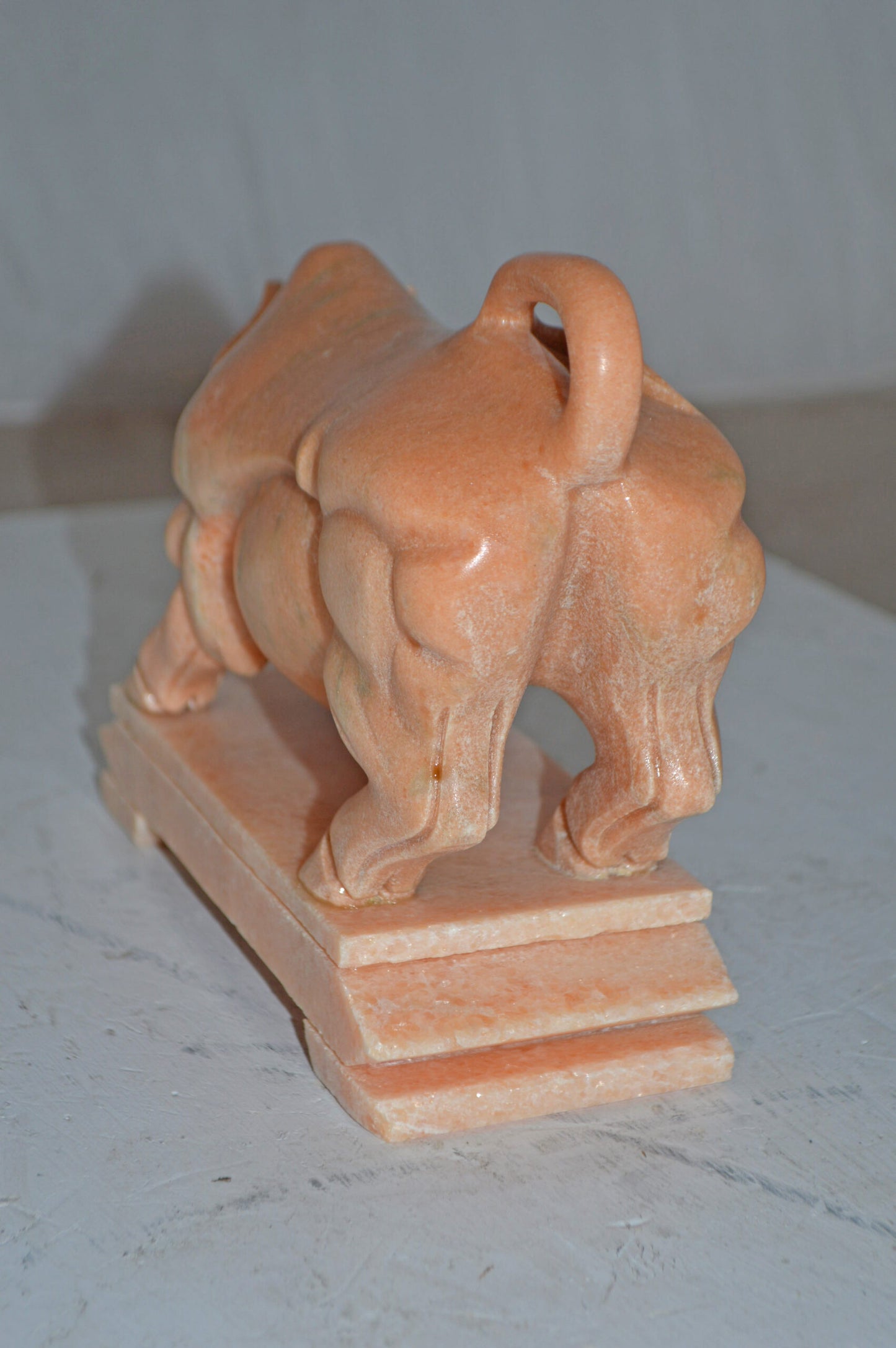 Wall Street Bull Statue Made of Marble - Size: 9"L x 4"W x 8"H.