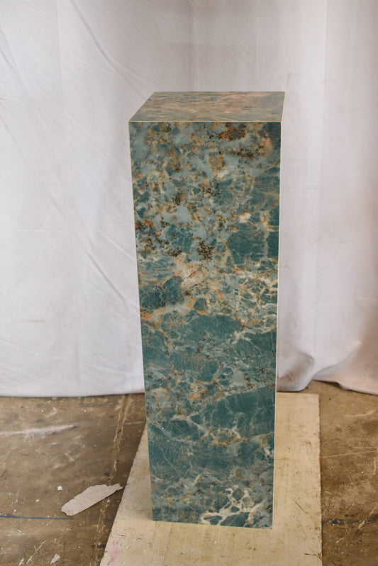Pedestal For Artwork, Liquid Ocean Blue Made of Porcelain. 12" x 12" x 39"H
