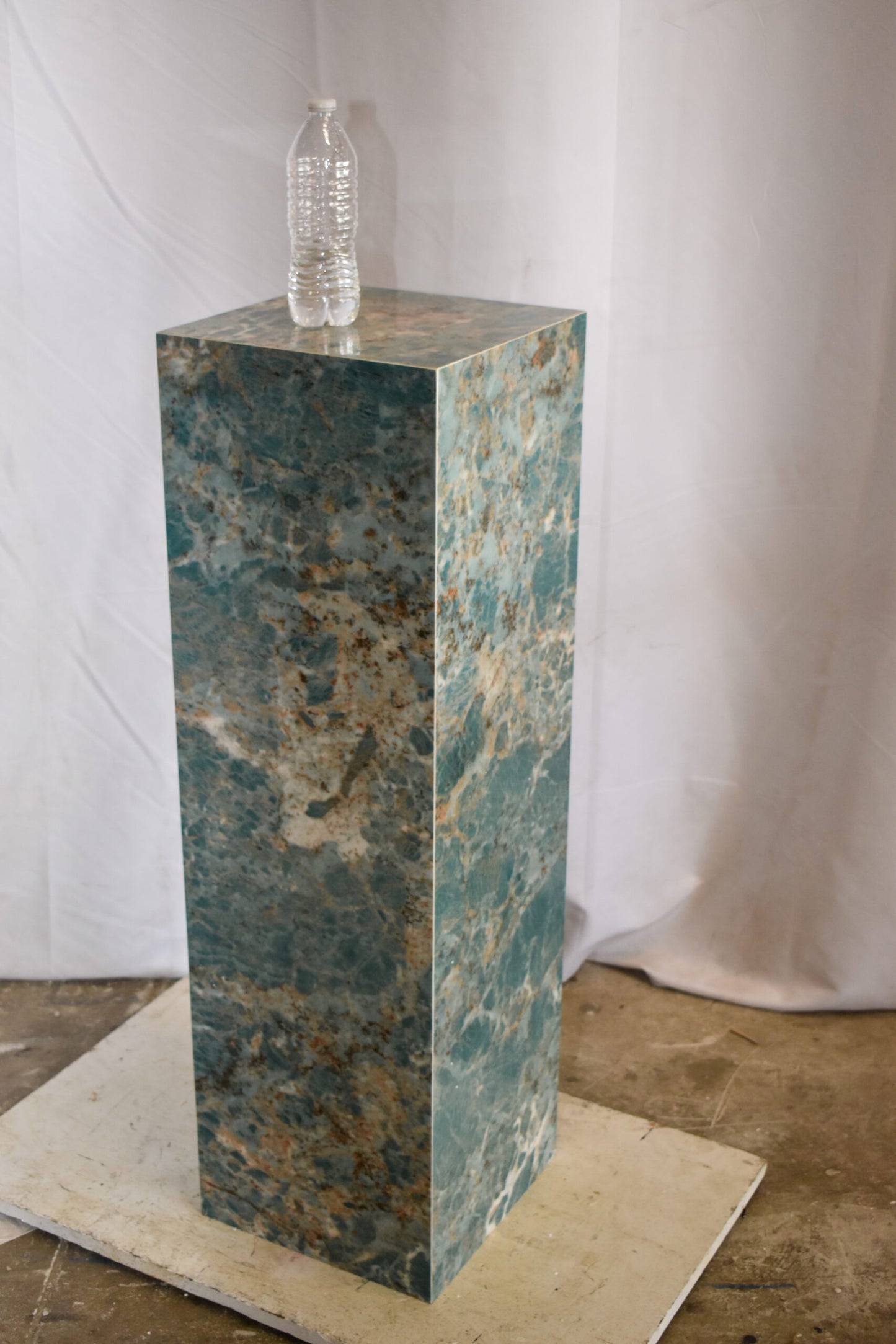 Pedestal For Artwork, Liquid Ocean Blue Made of Porcelain. 12" x 12" x 39"H