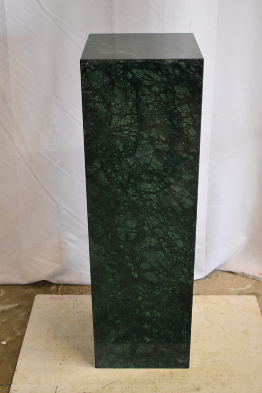 Pedestal For Artwork, Modern Dark Green and Black Marble Stone 12" x 12" x 39"H