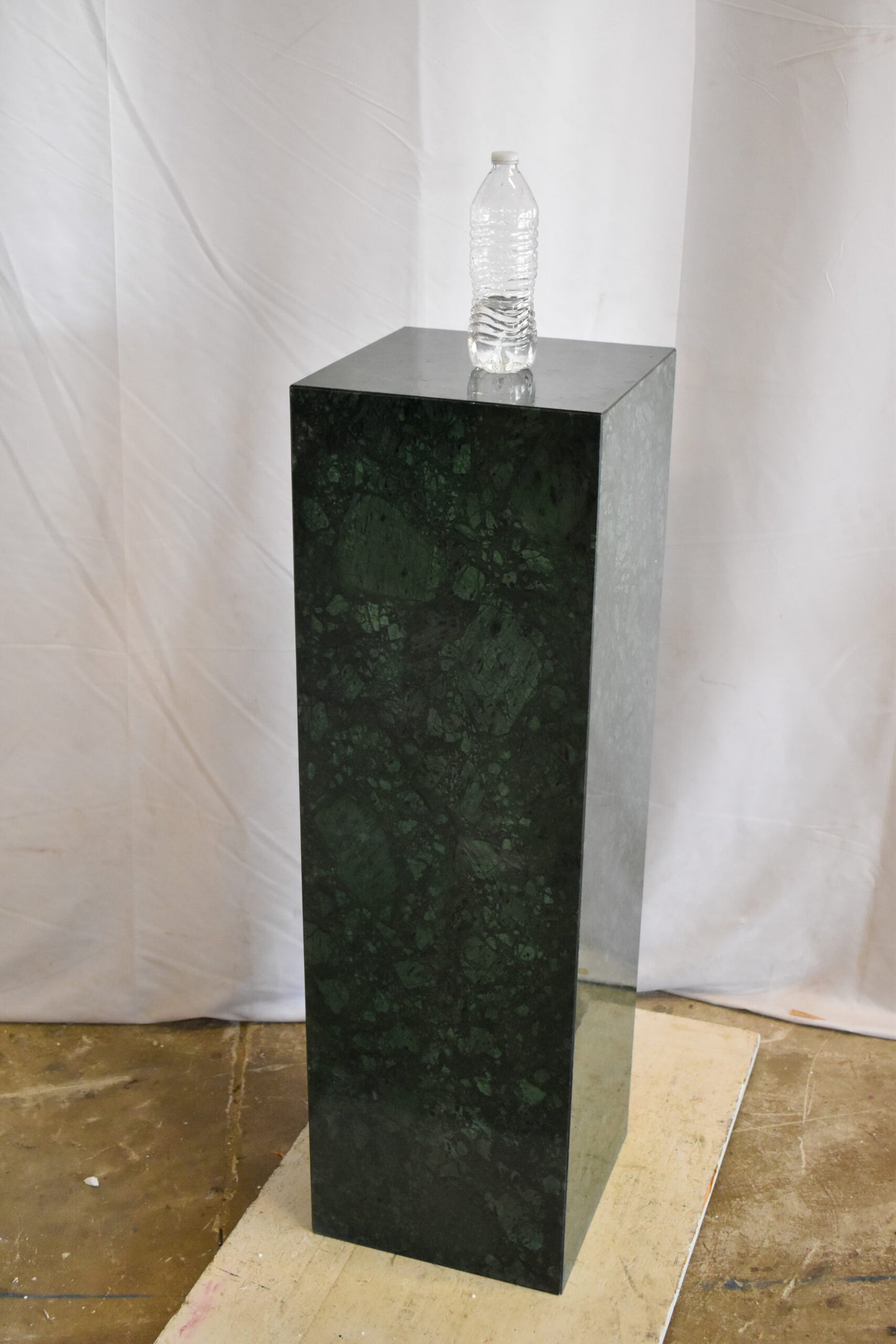 Pedestal For Artwork, Modern Dark Green and Black Marble Stone 12" x 12" x 39"H