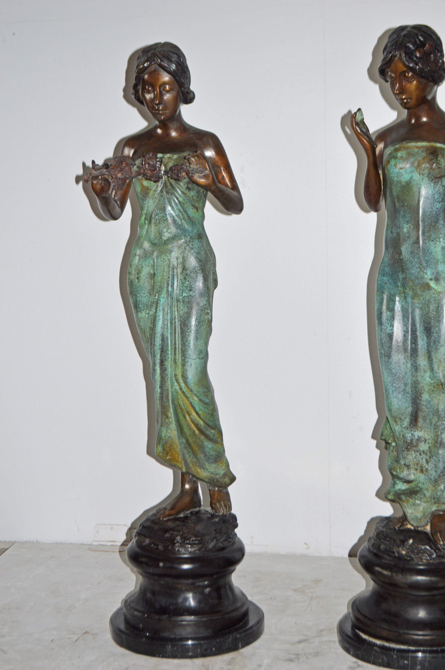 A Set of The Four-Season Goddess bronze statues - Size: 12"L x 12"W x 43"H Each