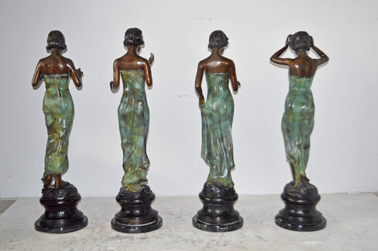 A Set of The Four-Season Goddess bronze statues - Size: 12"L x 12"W x 43"H Each