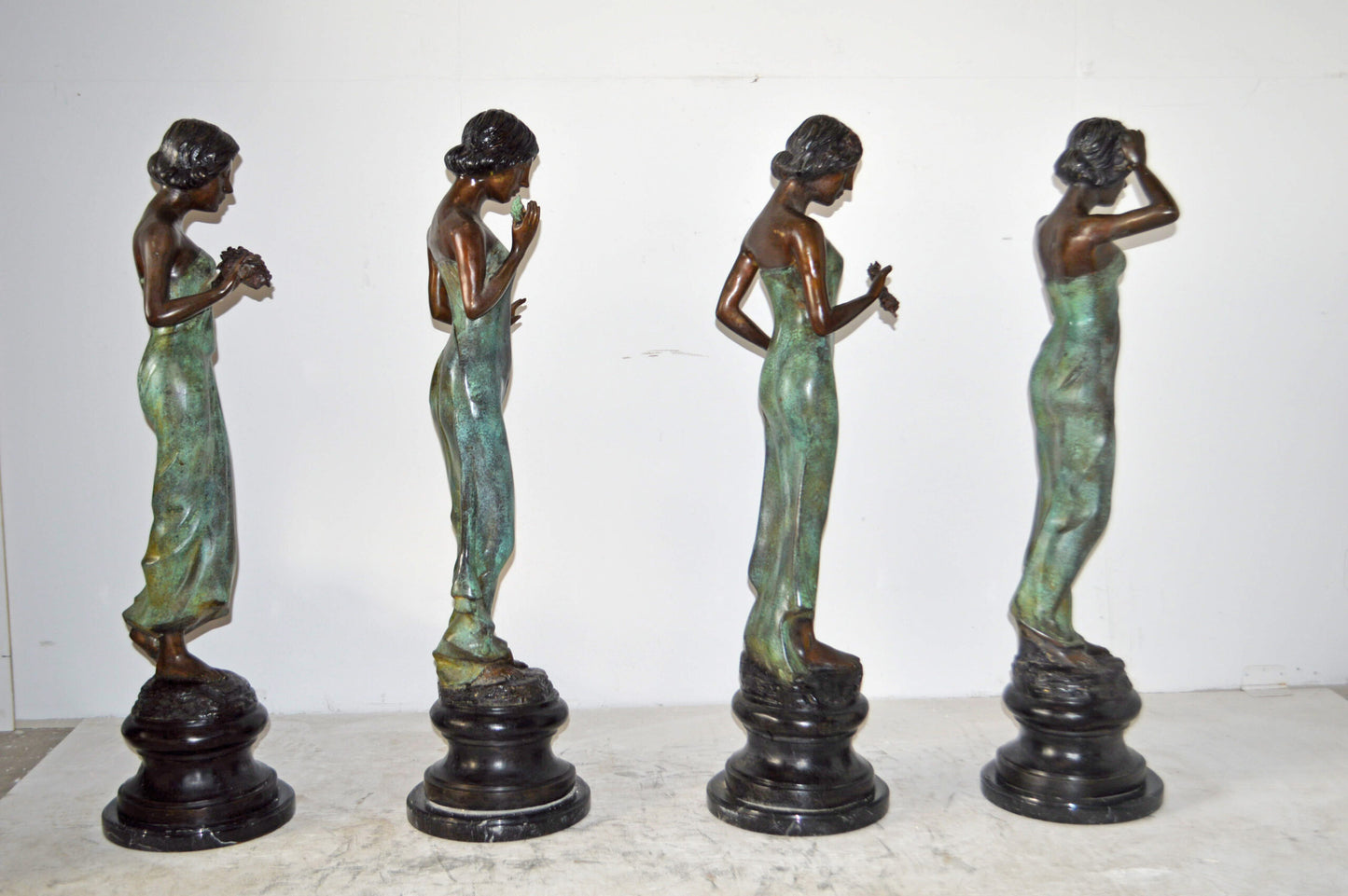 A Set of The Four-Season Goddess bronze statues - Size: 12"L x 12"W x 43"H Each