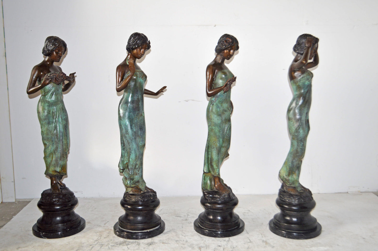 A Set of The Four-Season Goddess bronze statues - Size: 12"L x 12"W x 43"H Each