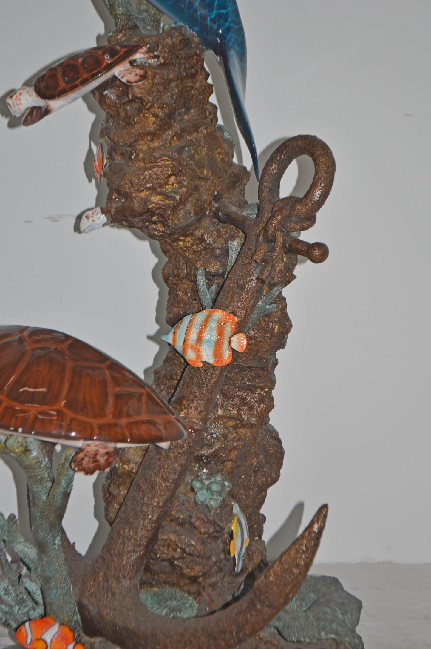 Dolphin and Three Turtles Fountain Bronze Statue - Size: 37"L x 30"W x 80"H.