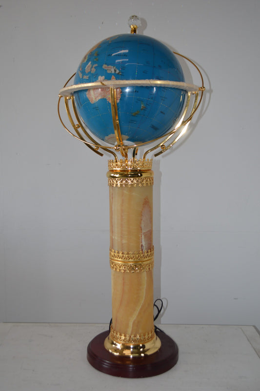 Illuminated Sky Blue - World Globe Rotated by a Motor - Size: 19"L x 19"W x 42"H