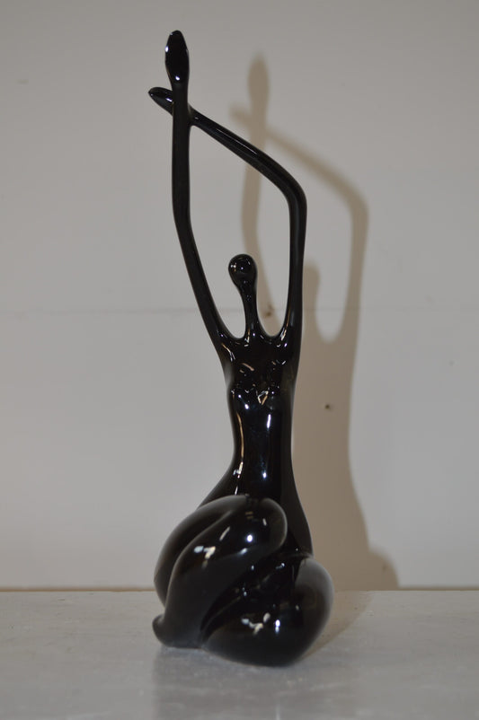 Modern Art Dancer in Action black Resin Statue - Size: 4"L x 6"W x 13"H.