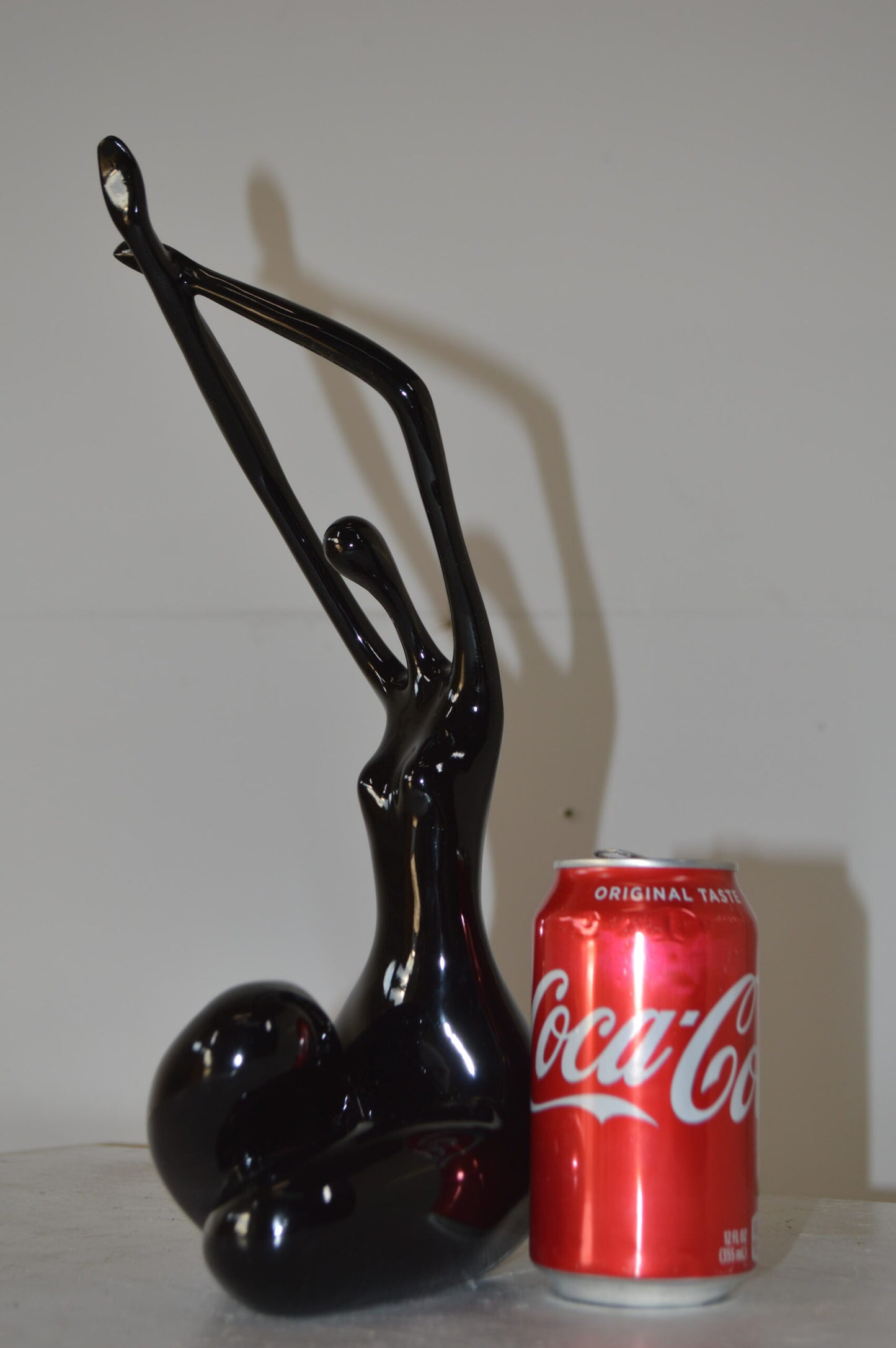 Modern Art Dancer in Action black Resin Statue - Size: 4"L x 6"W x 13"H.