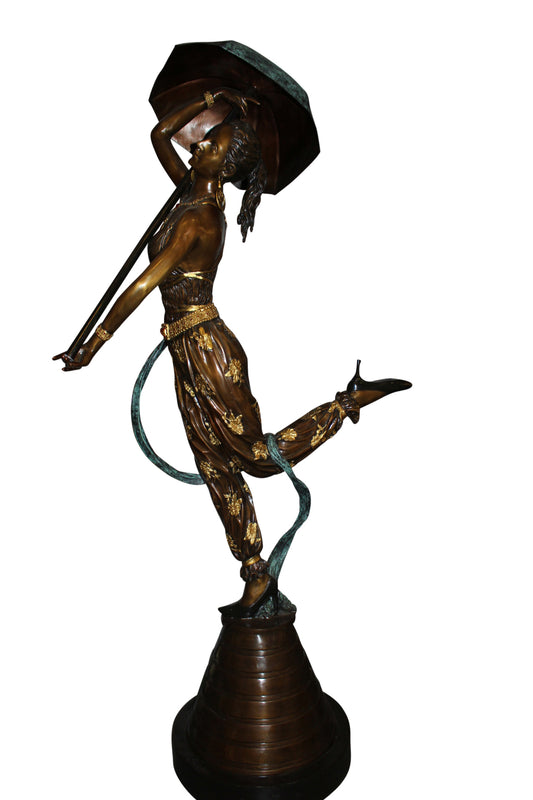 Dancer with umbrella - large Bronze Statue - Size: 24"L x 42"W x 88"H.