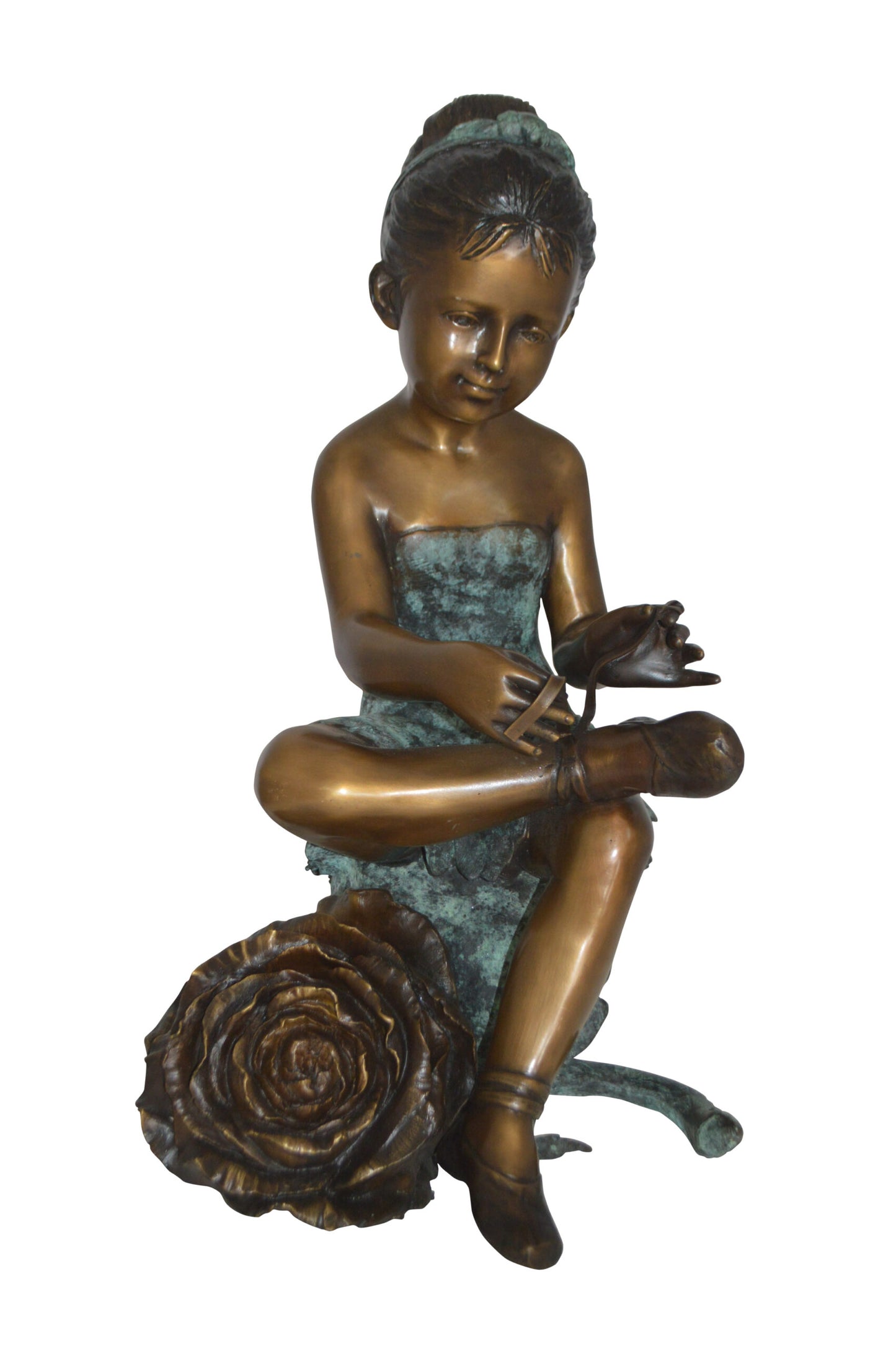Dancer with Rose bronze statue - Size: 15"L x 17"W x 26"H.