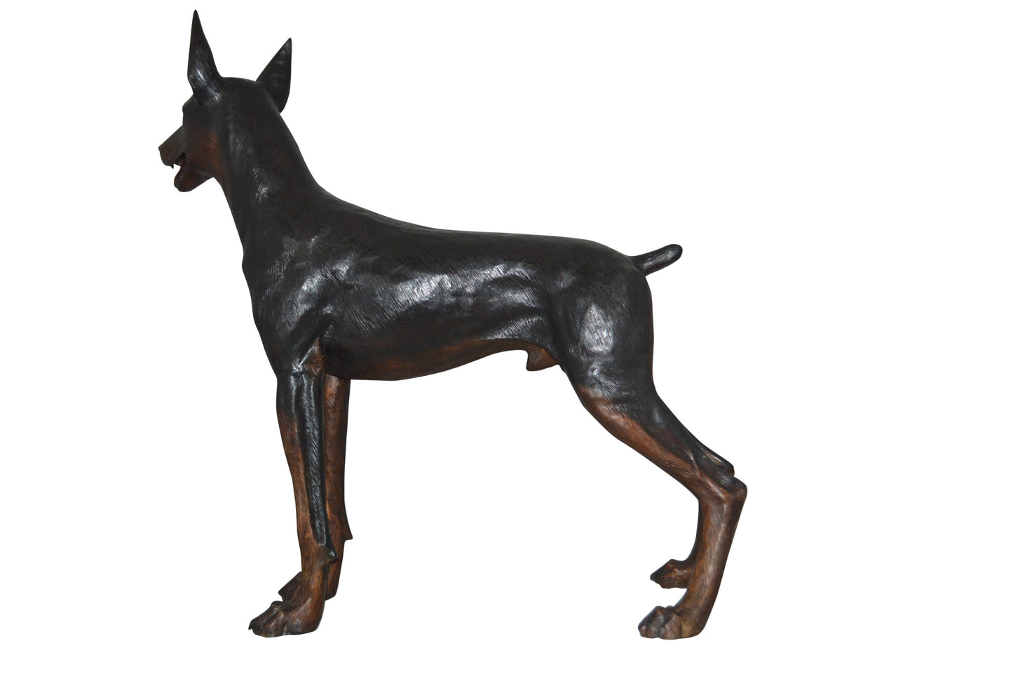 Doberman Dog Bronze Statue -  Size: 36"L x 9"W x 38"H.