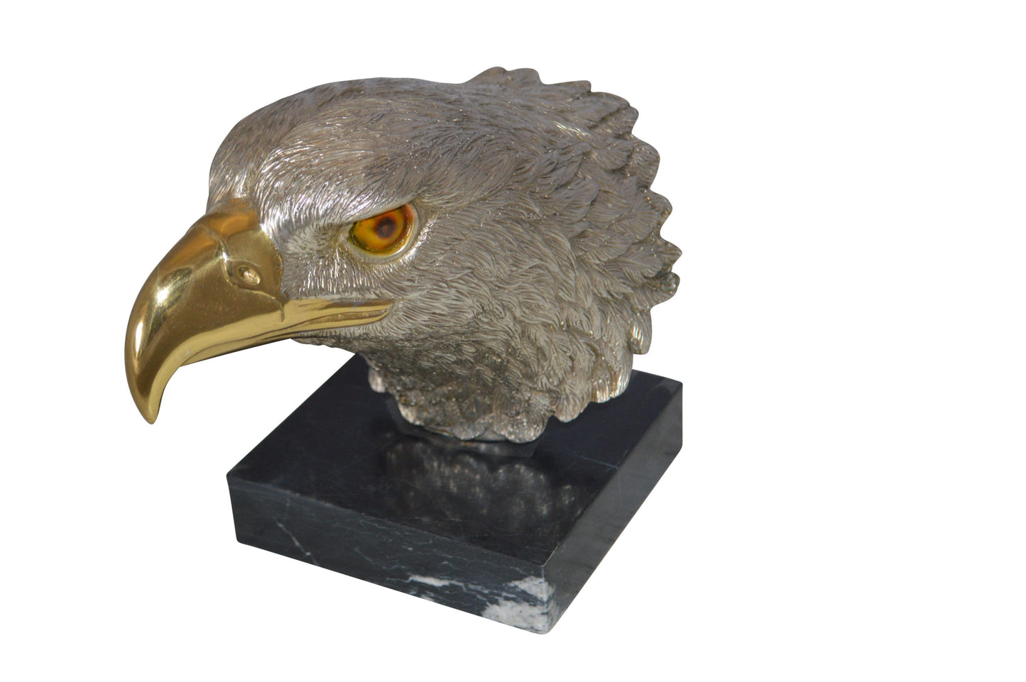 Eagle head Silver Finish - Bronze Statue - Size: 10"L x 6"W x 8.5"H.