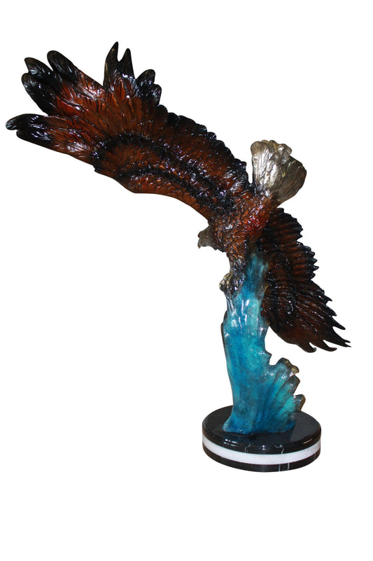 Eagle on a wave - Bronze Statue - Size: 32"L x 12"W x 34"H.